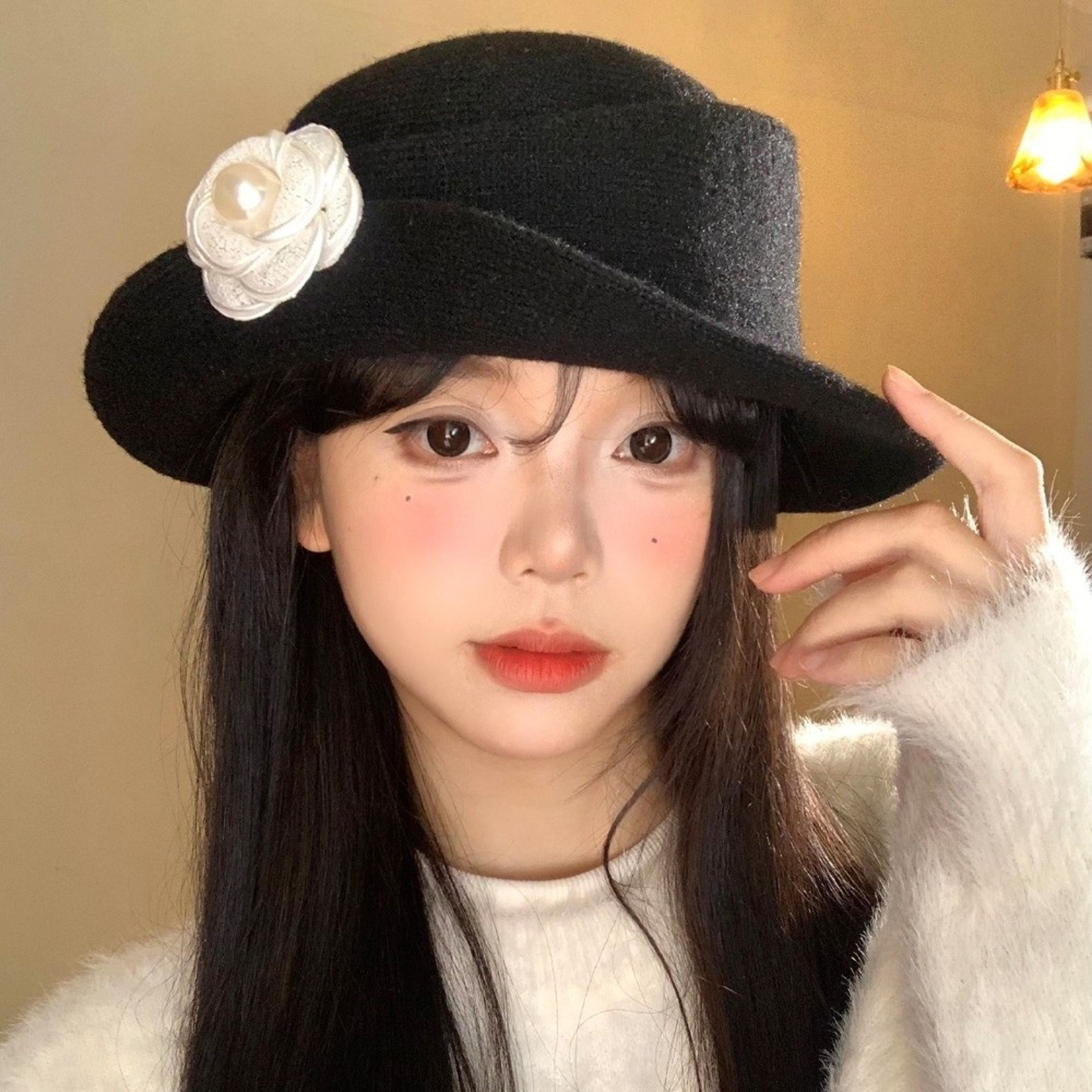 Hepburn Style Black Felt Wide Brim Hat for Women – view 4