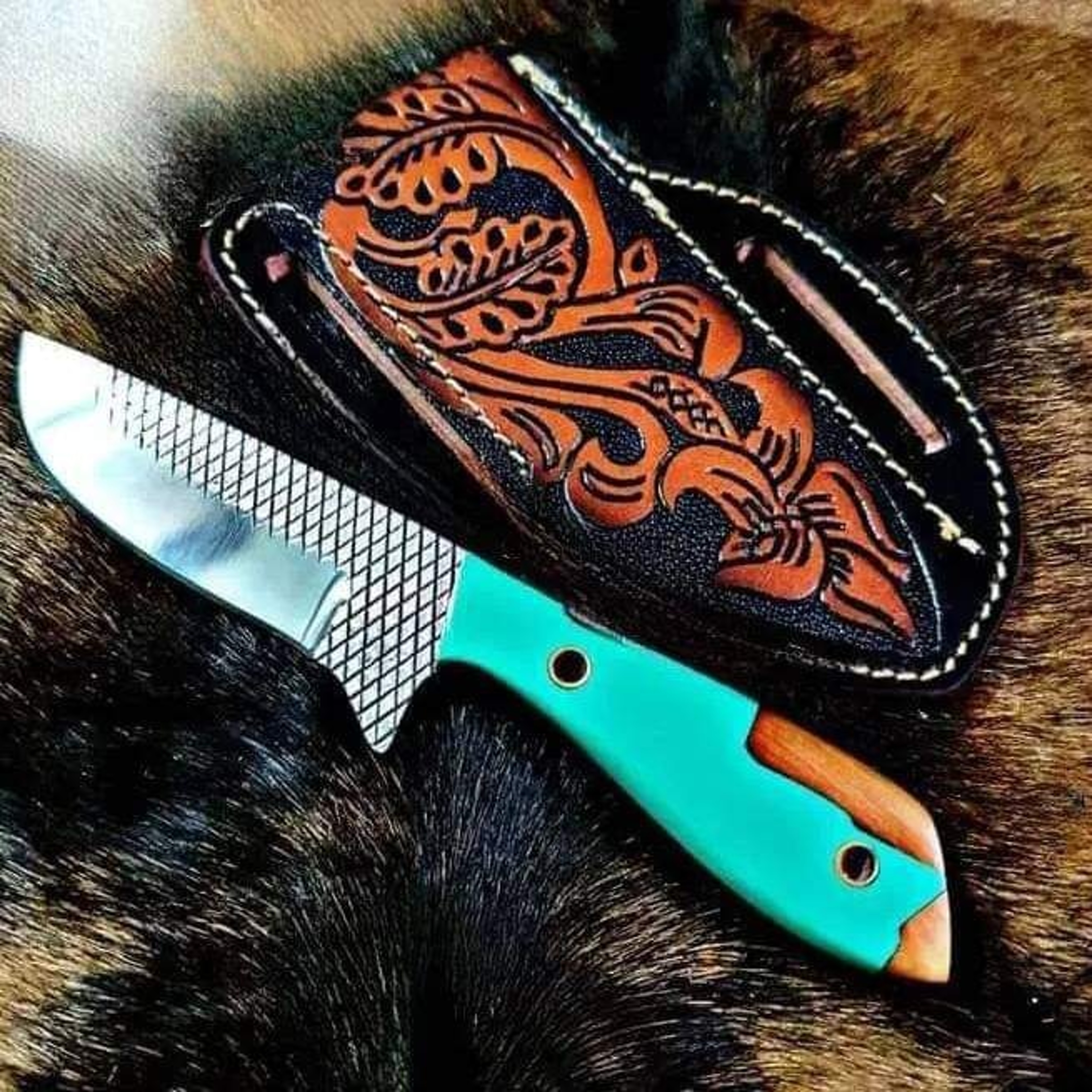 RASP-steel-Knife" Hunting-knife-with sheath"fixed-blade-Camping-knife, skinner knife, Handmade-Knives, Cow boy knife, . – view 1