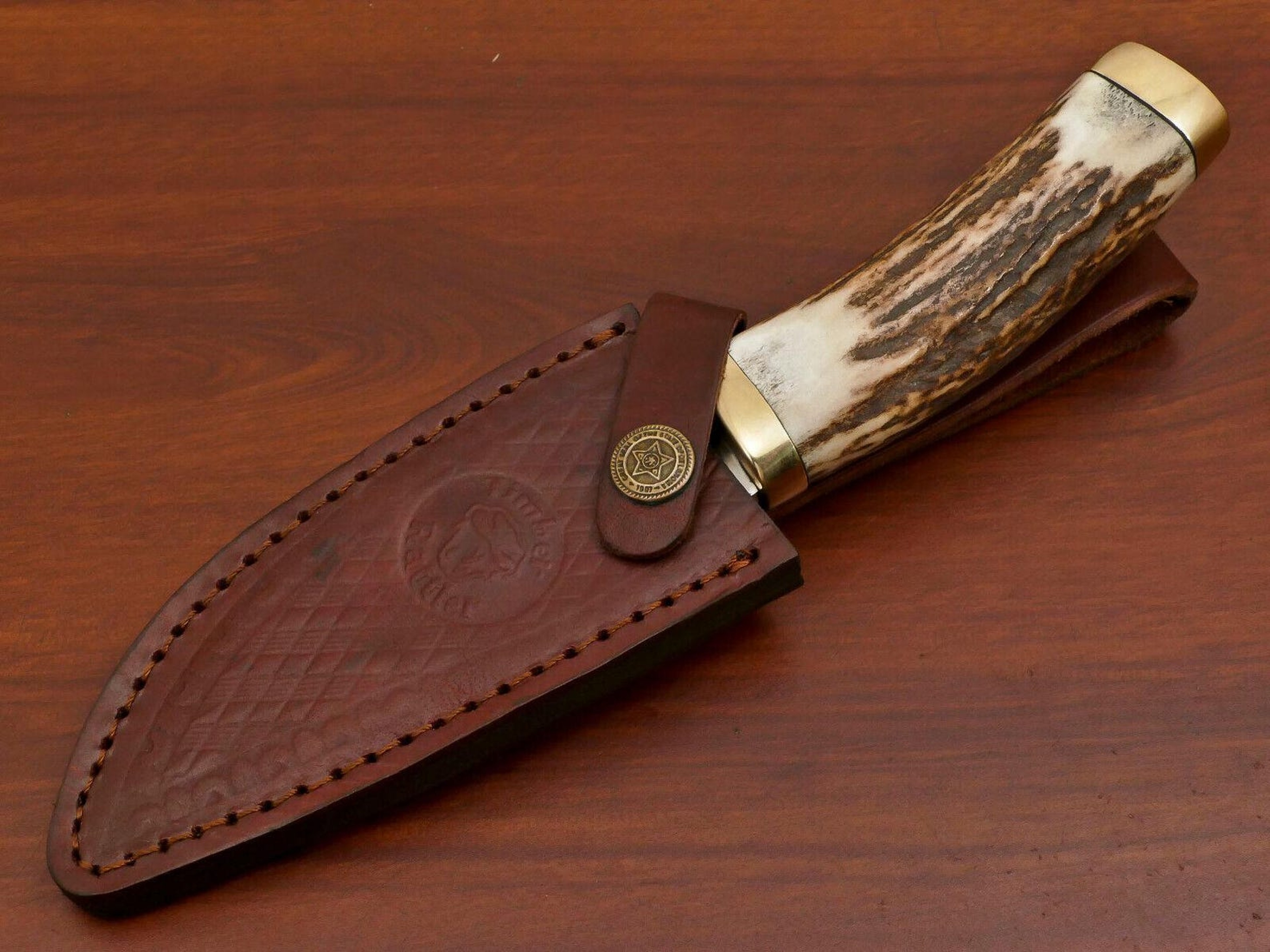 Handmade Stainless Steel Skinner Knife With Stag Handle Outdoor Collector Gift 5