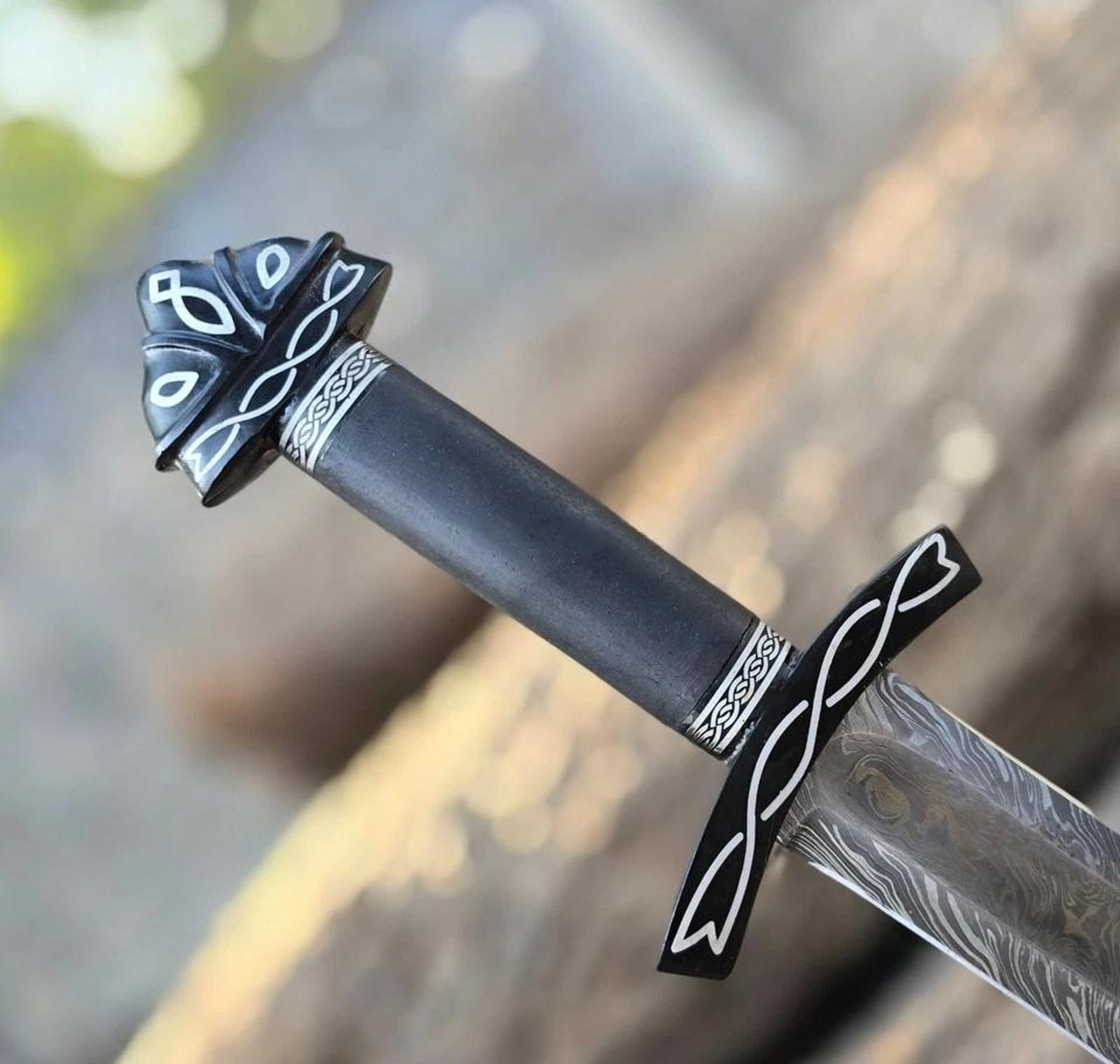 Custom Damascus Steel Viking Sword Northman Long Sword Collector Gift  Medieval Damascus Sword 3