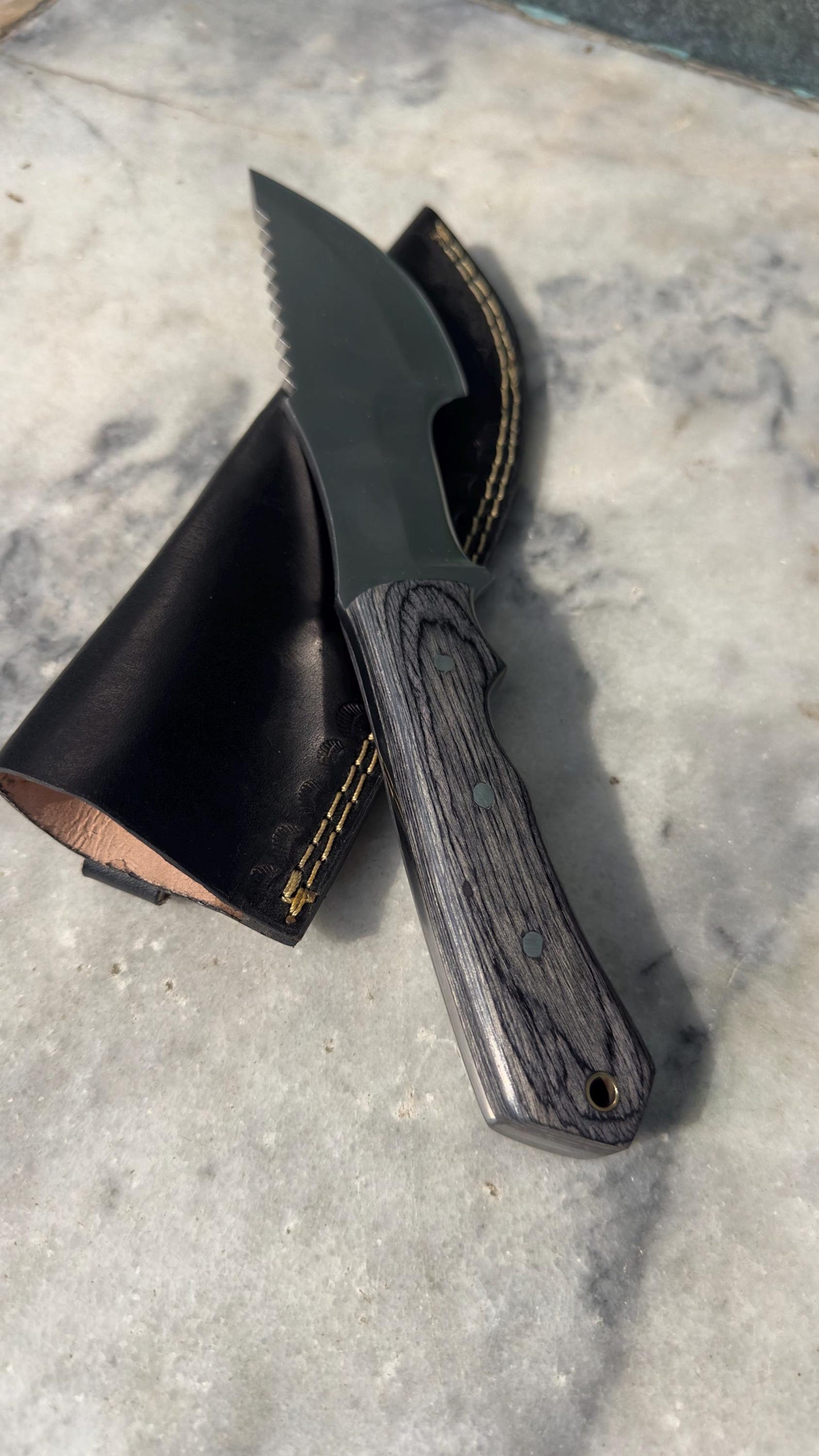 Handmade Tracker Knife Hunting Knife Pair Camping Survival Knives With Leather Sheaths 2