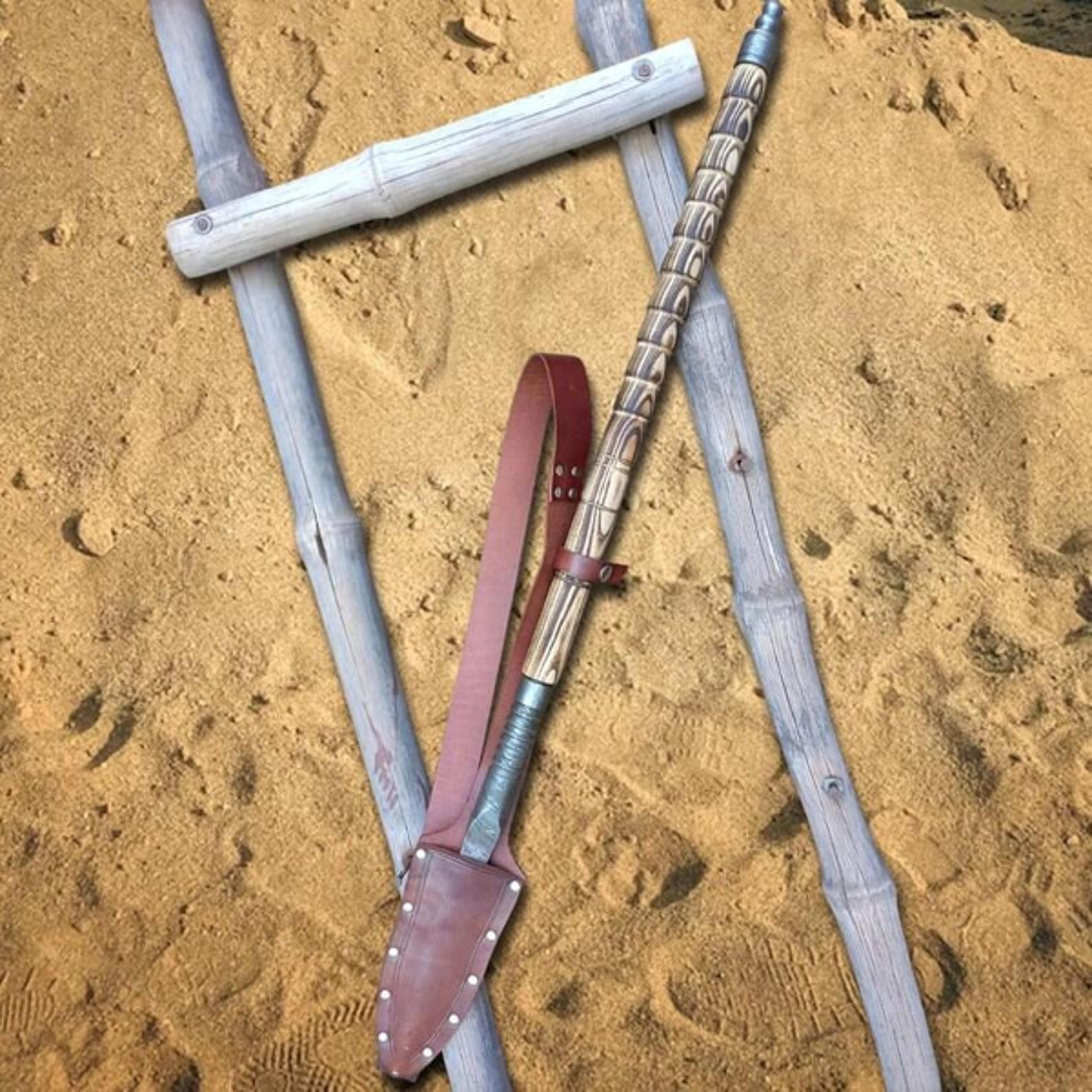 Handmade Damascus Steel Spear For Decorative And Collector Use  Unique PatternWelded Blade And Leat