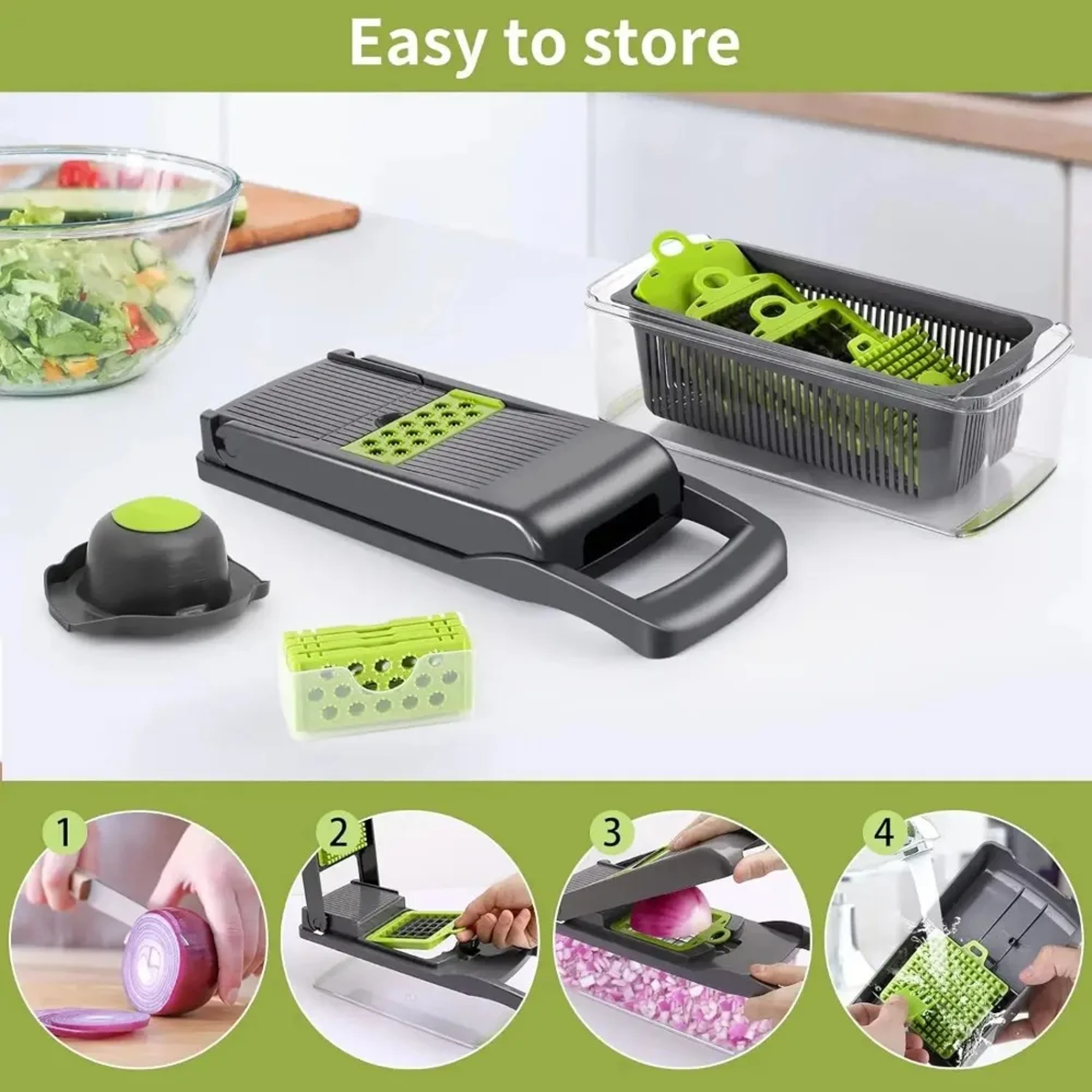Multi functional Vegetable Chopper, Handle Food Grater, Kitchen Food Slicer Dicer, Vegetable Cutter for Quick Meal – view 3