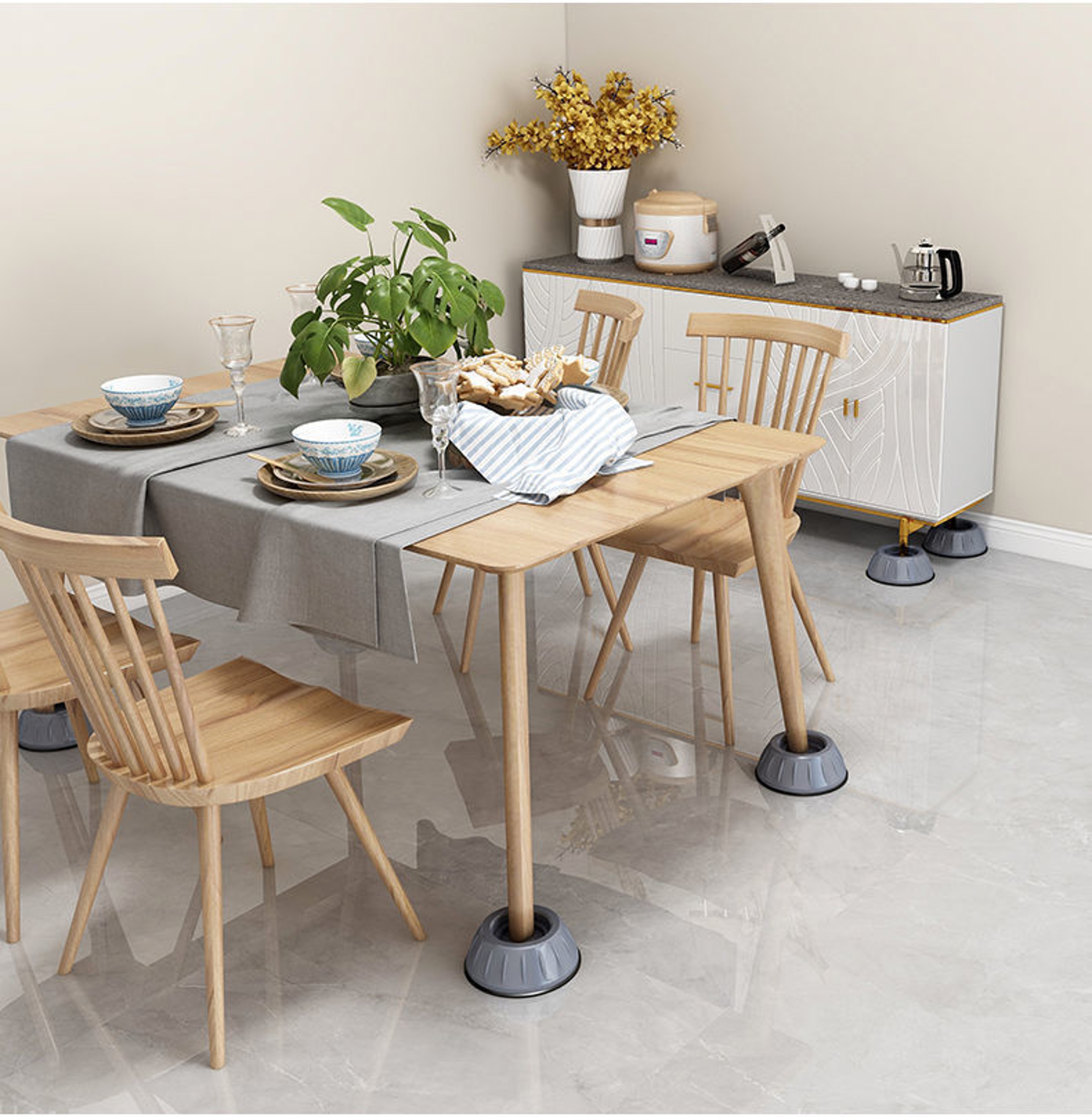 Set of Washing Machine Table and Chair Shock-Proof Cushion, Enhances Stability and Reduces Noise – view 3