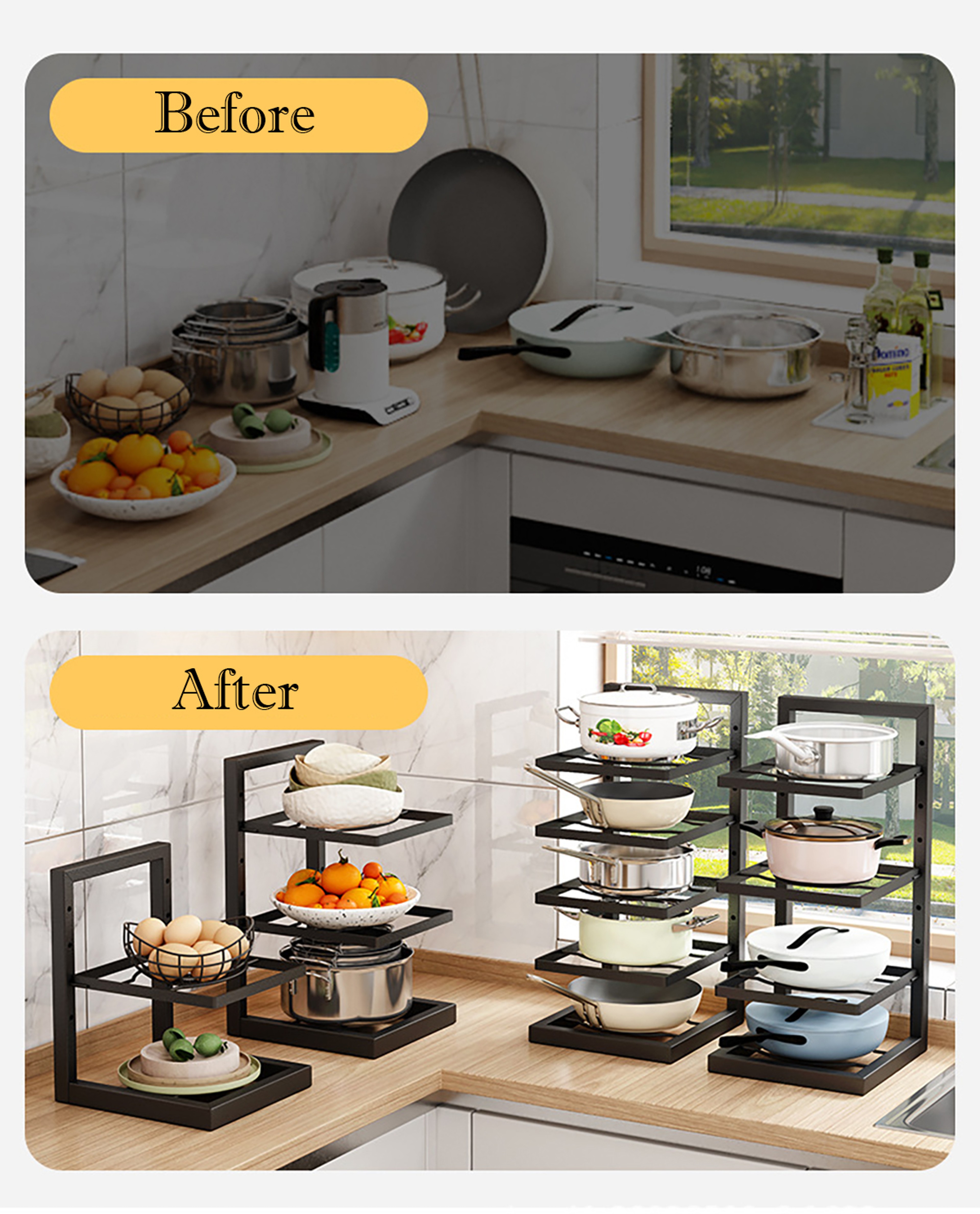 Adjustable Stainless Steel Pot Rack Organiser For Kitchen Storage 4