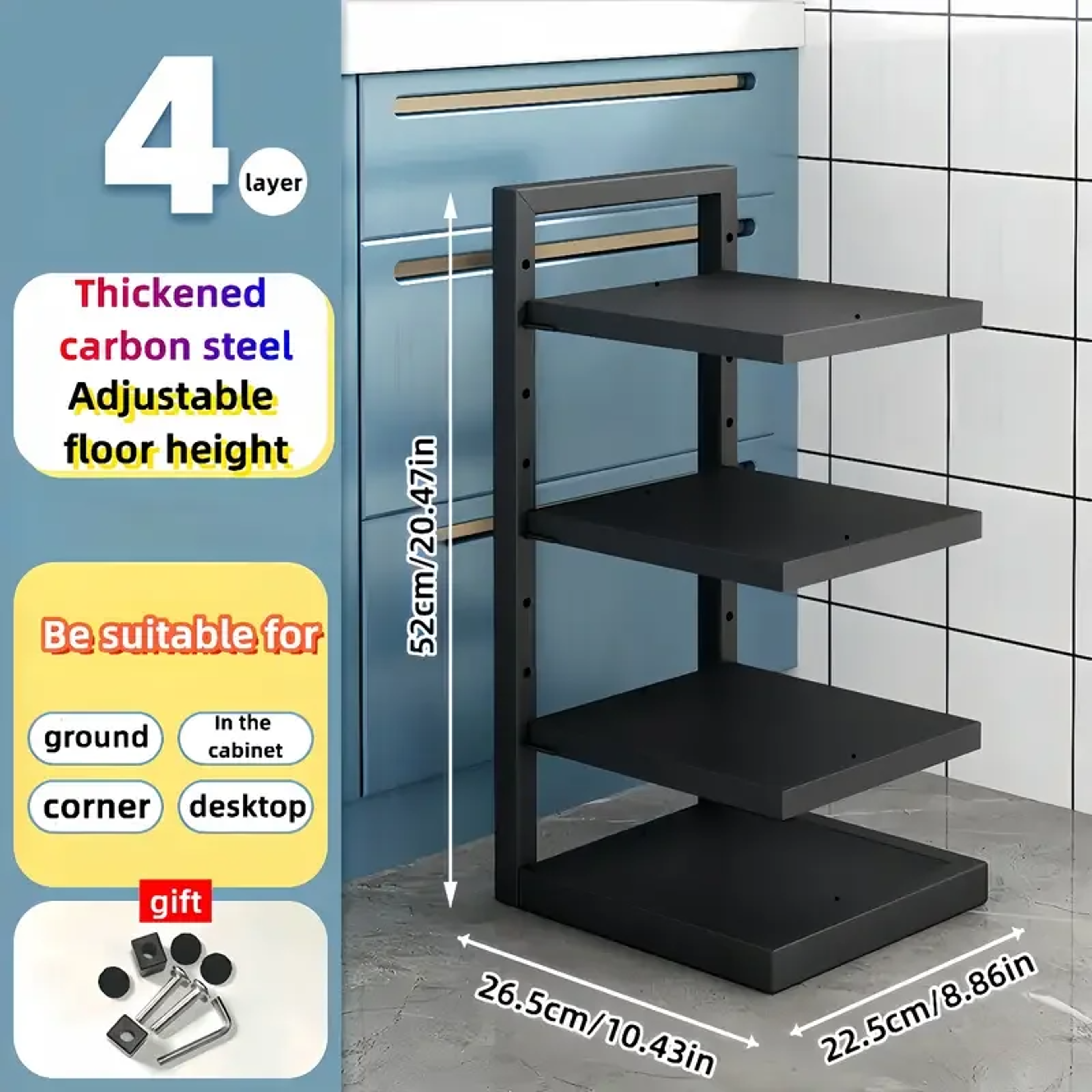 Adjustable Stainless Steel Pot Rack Organiser For Kitchen Storage 11