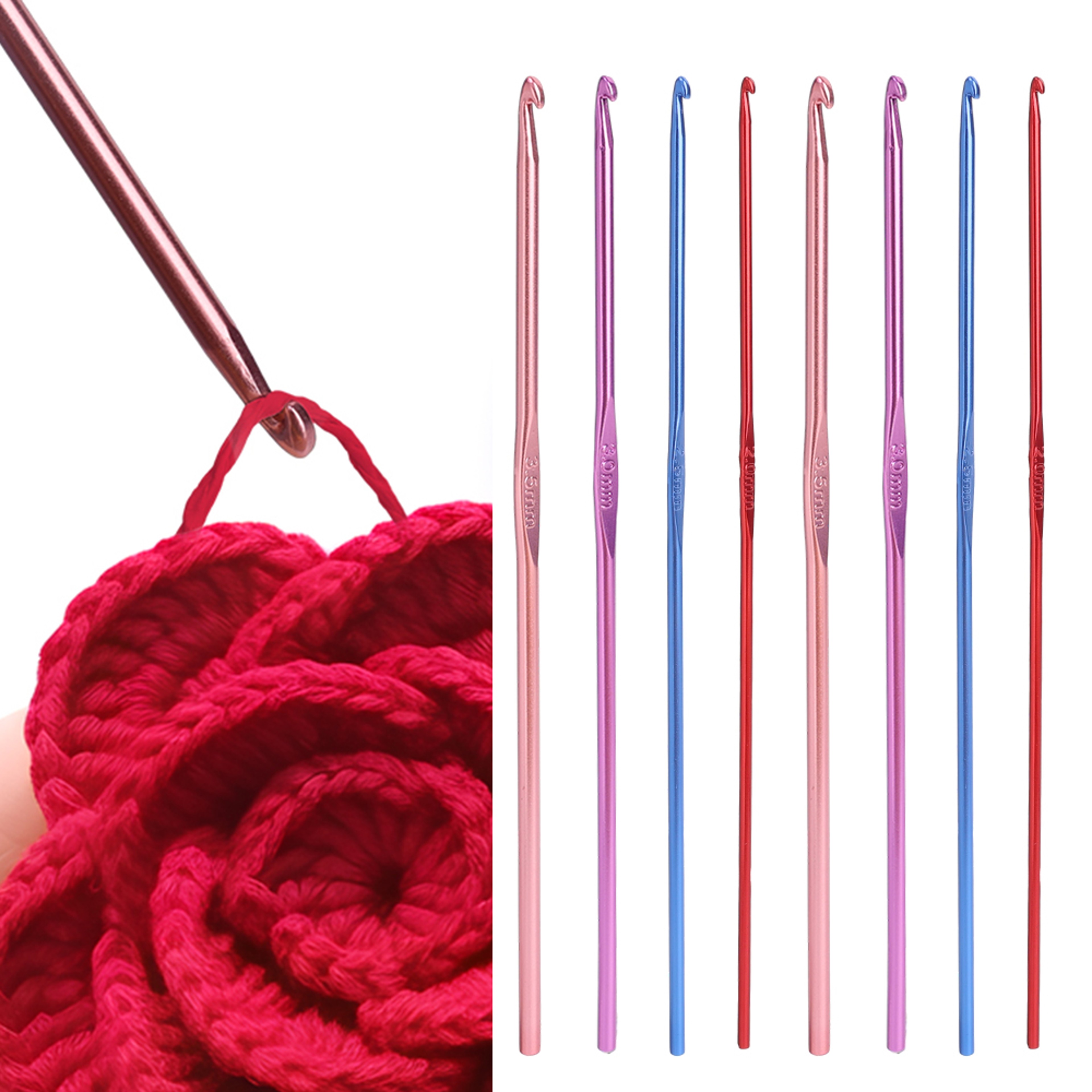 Metal Handle Crochet Hook Colorful Aluminium Knitting Needles 0
