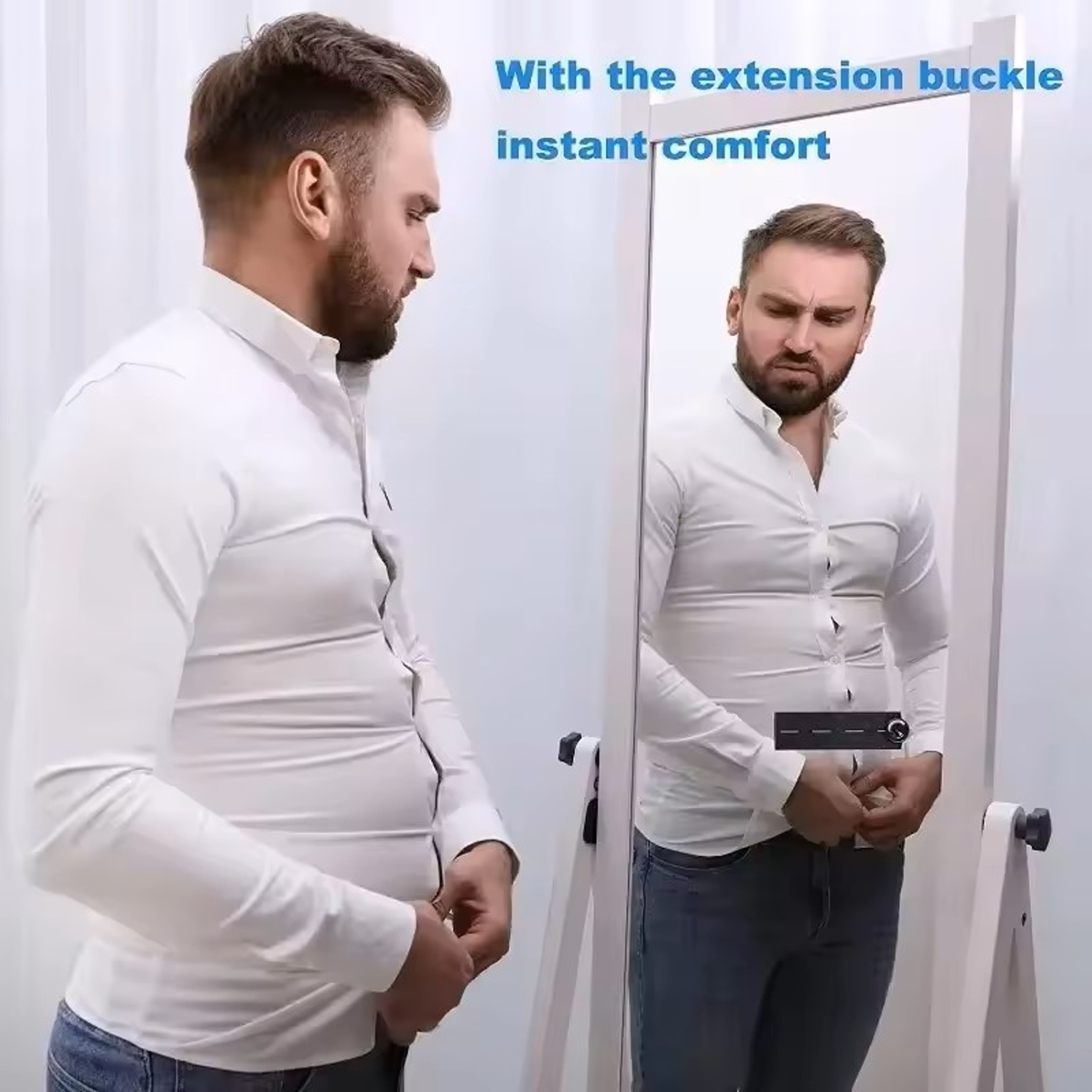 Pant Extender Belt Unisex Waist Band for Tight Trousers, Jeans, Skirts, Maternity Button Hooks – view 3