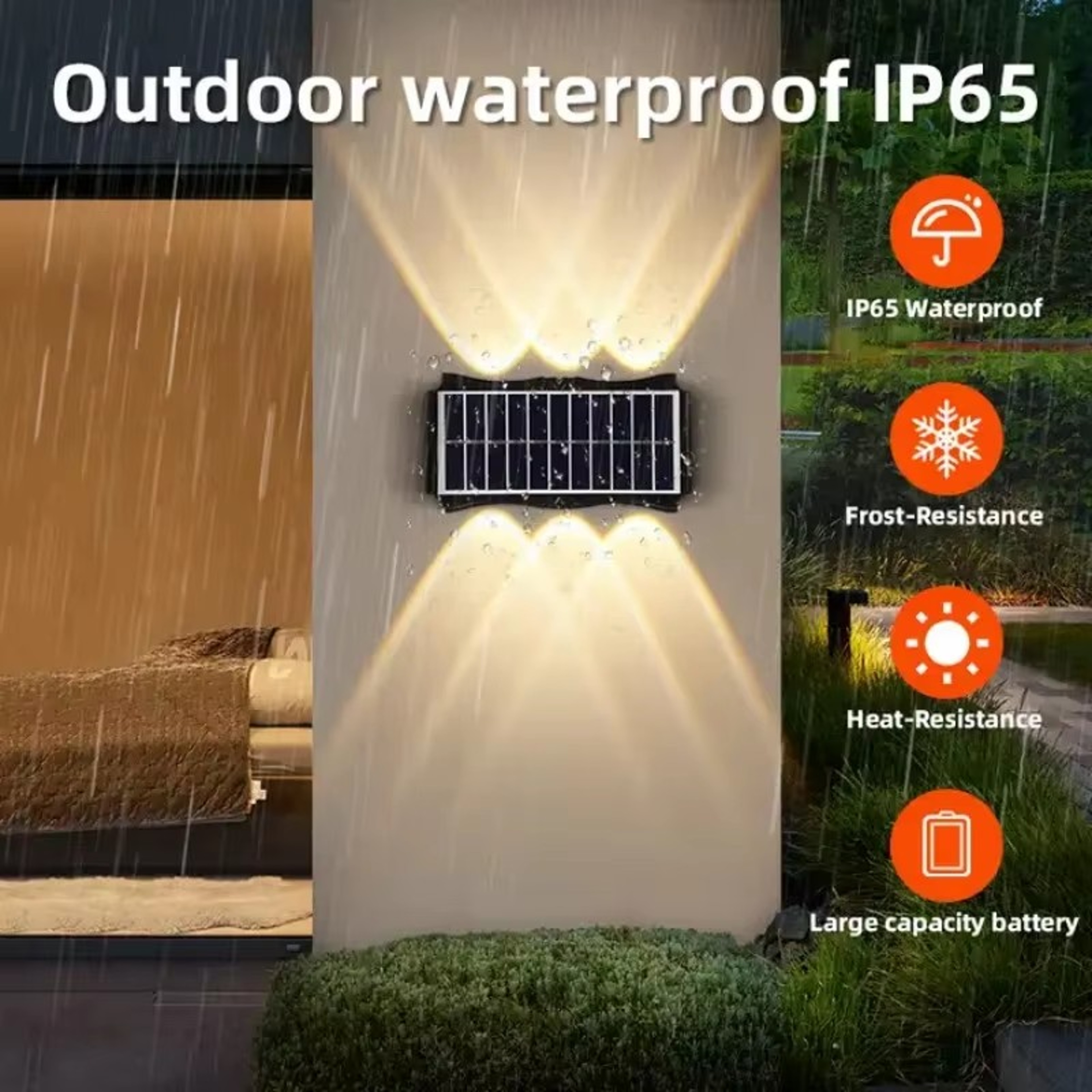 Solar Wall Lamp Outdoor, Solar LED Light Waterproof, Up And Down Luminous Lighting, Balcony Yard Garden Decoration Light – view 3