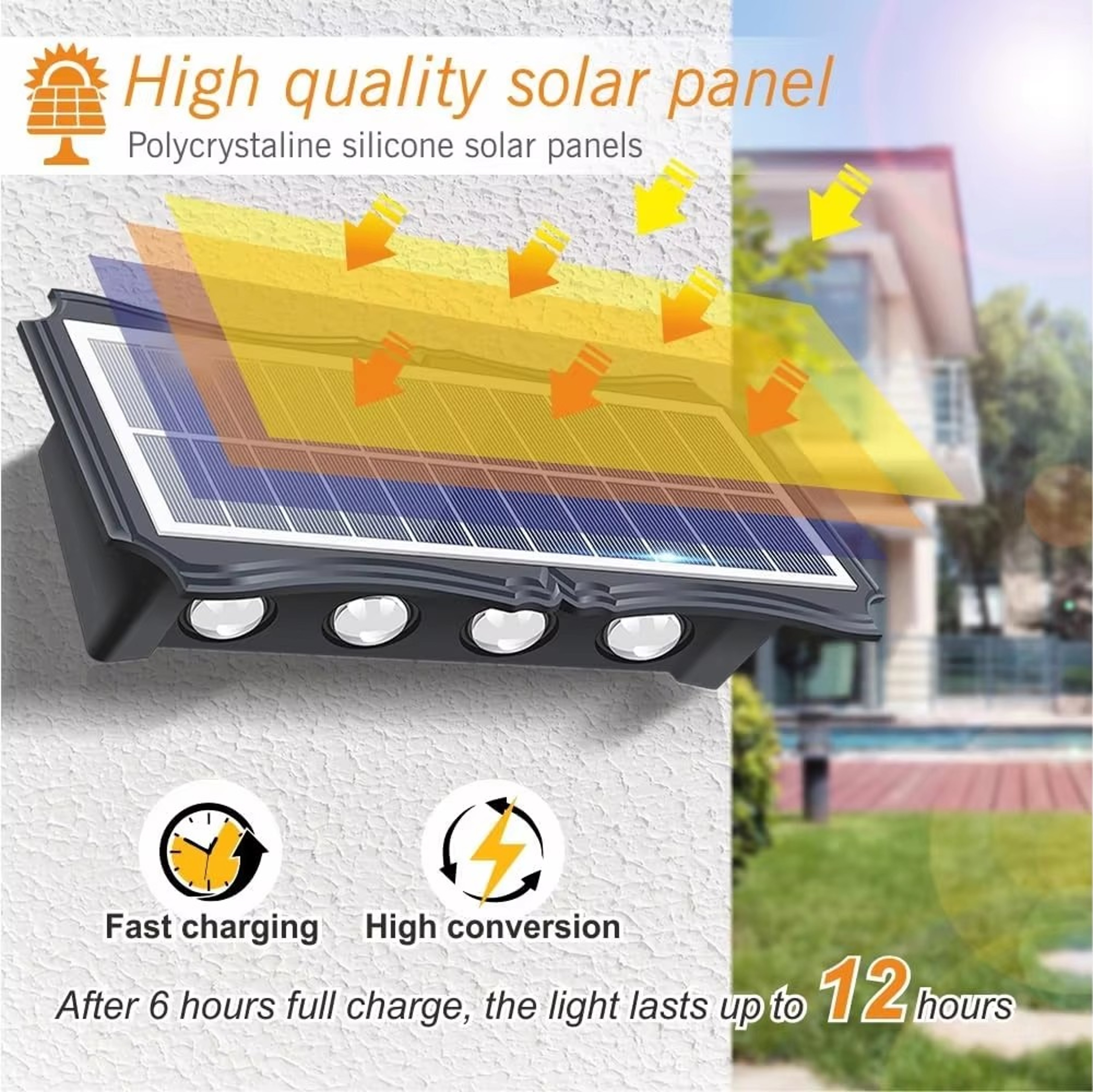 Solar Wall Lamp Outdoor, Solar LED Light Waterproof, Up And Down Luminous Lighting, Balcony Yard Garden Decoration Light – view 4