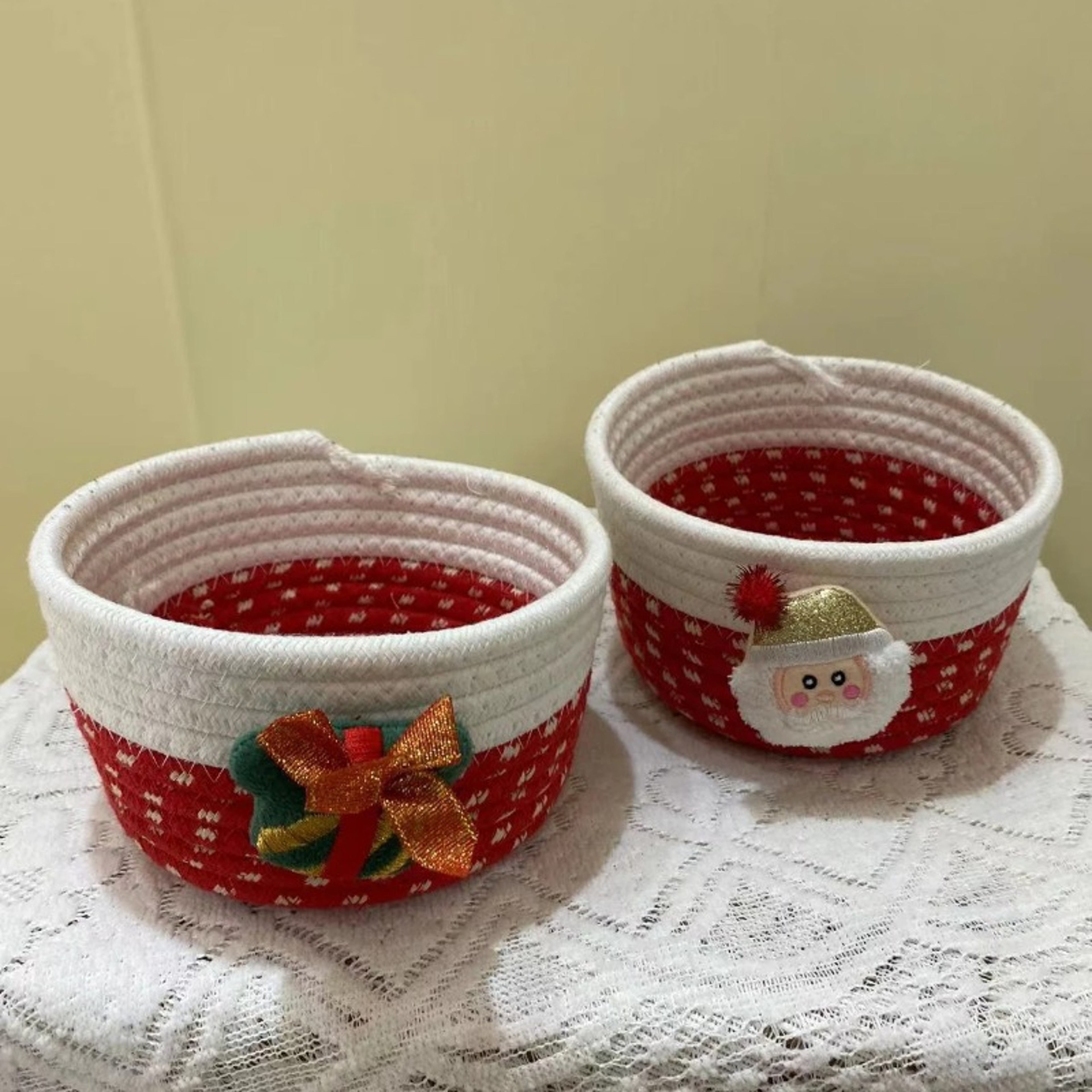 Festive Red Fabric Christmas Storage Basket for Gifts and Toys, Ideal Holiday Decor – view 4