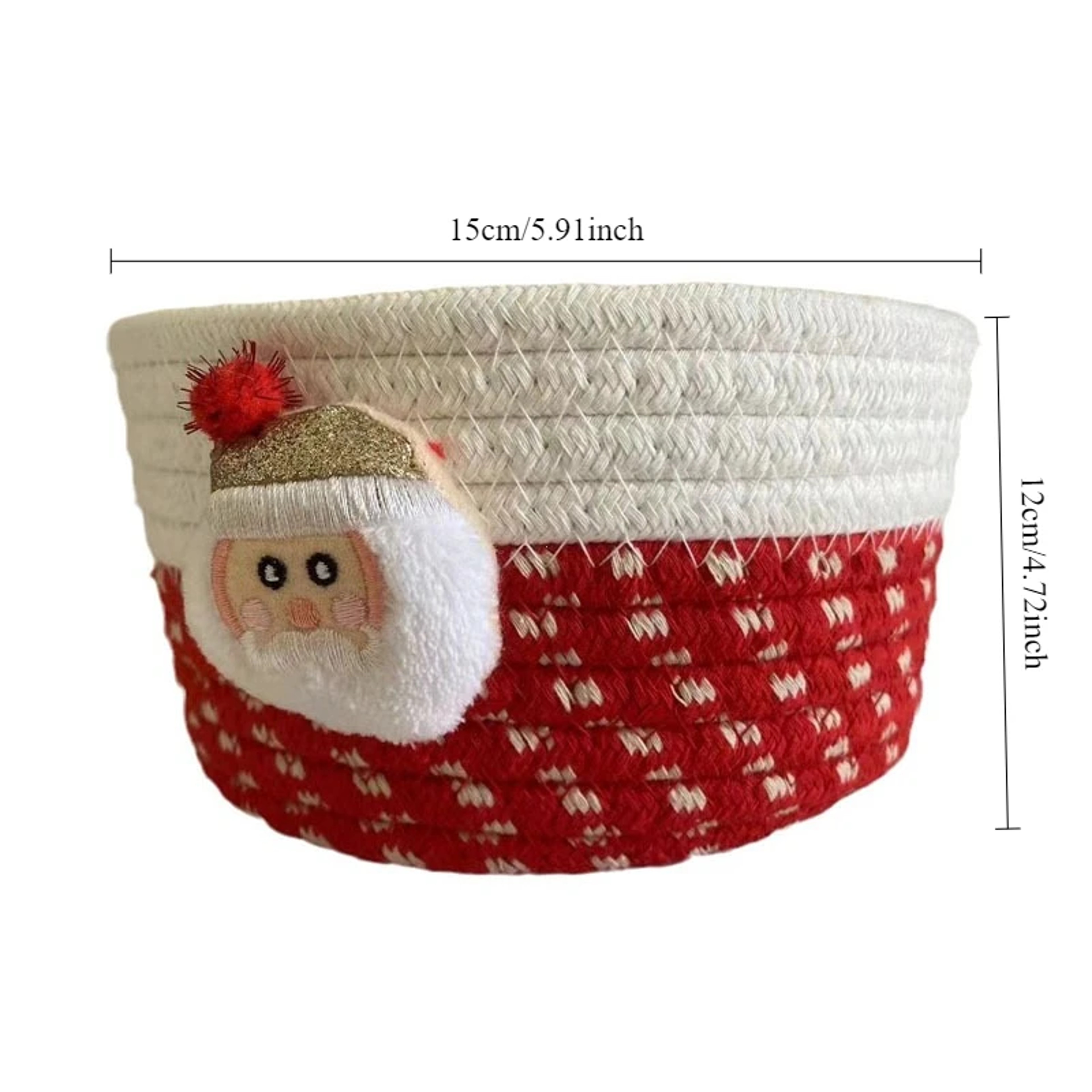 Festive Red Fabric Christmas Storage Basket for Gifts and Toys, Ideal Holiday Decor – view 6