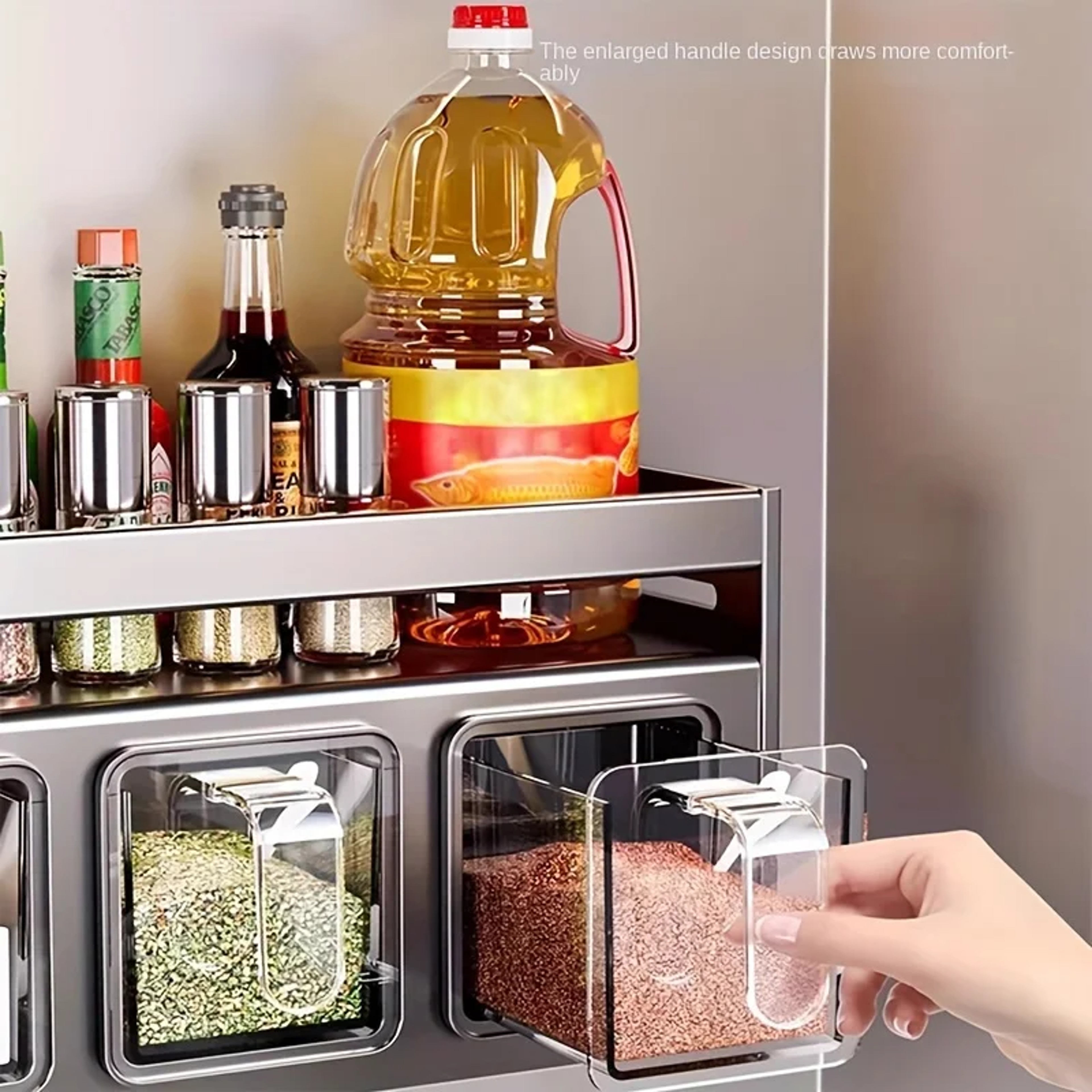 Stainless Steel Wall-Mounted Spice Rack, Multi-Functional Kitchen Storage Organizer – view 3