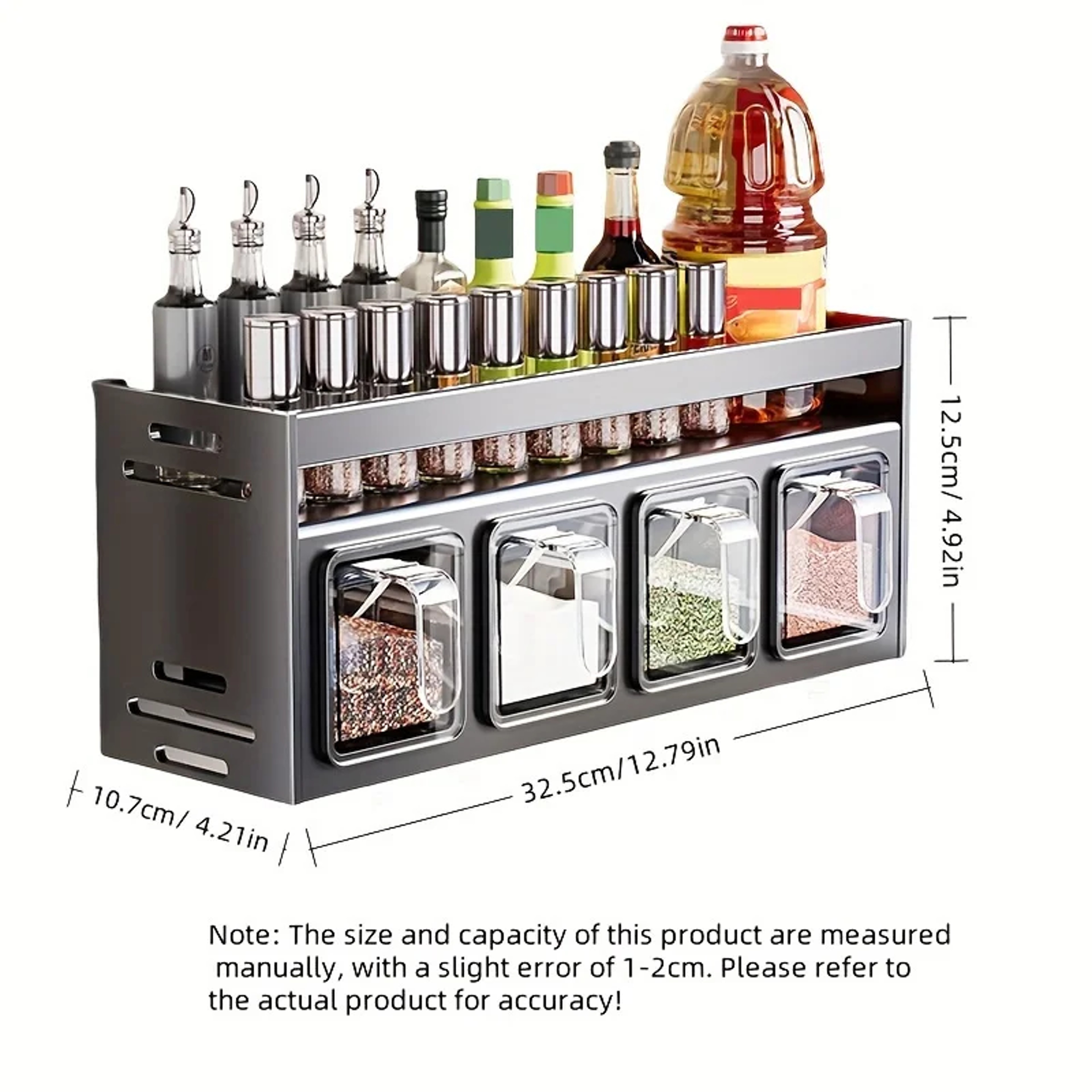 Stainless Steel Wall-Mounted Spice Rack, Multi-Functional Kitchen Storage Organizer – view 6