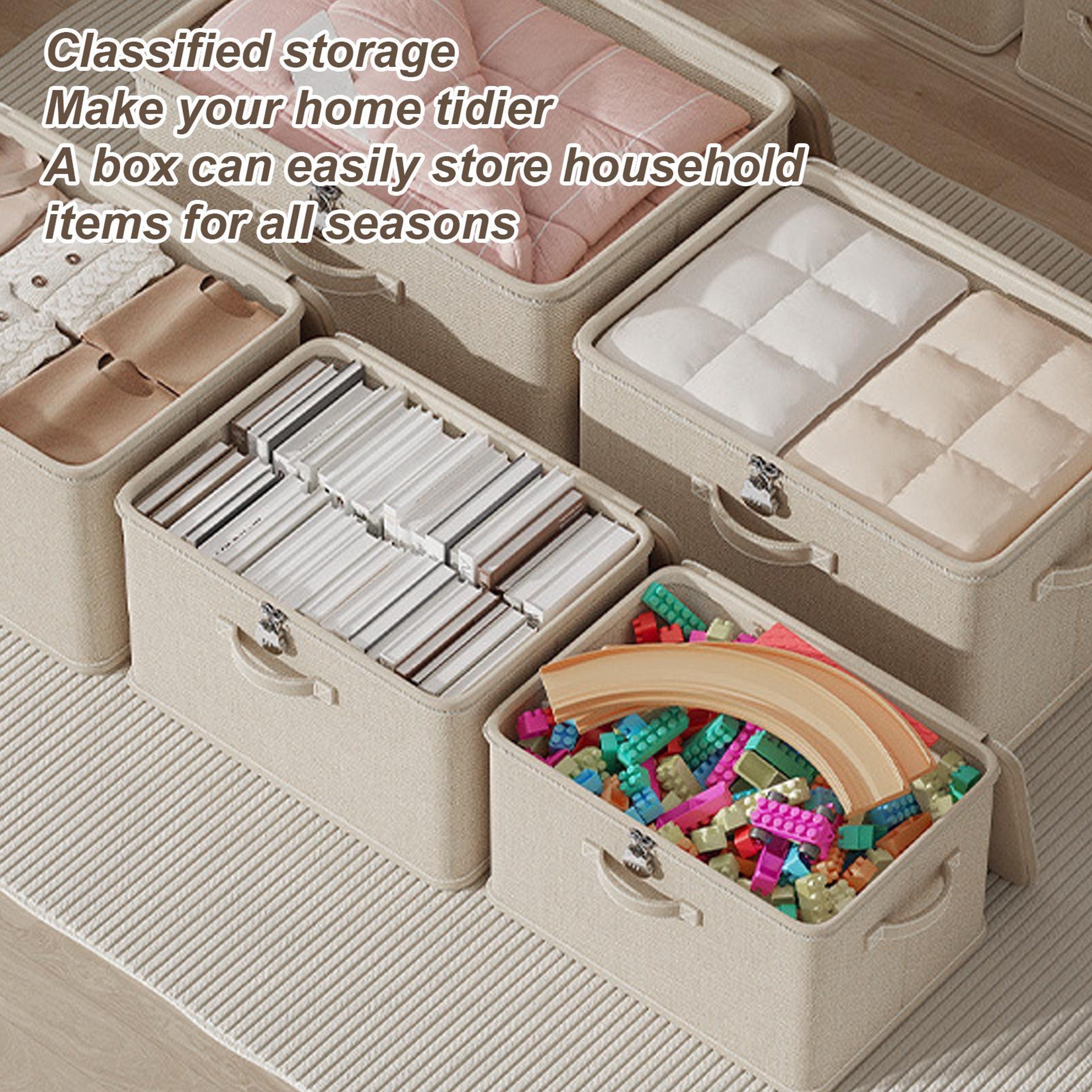 Lockable Storage Box Odor Proof Stackable Container With Handle Washable Shelf Baskets For Clothing 3