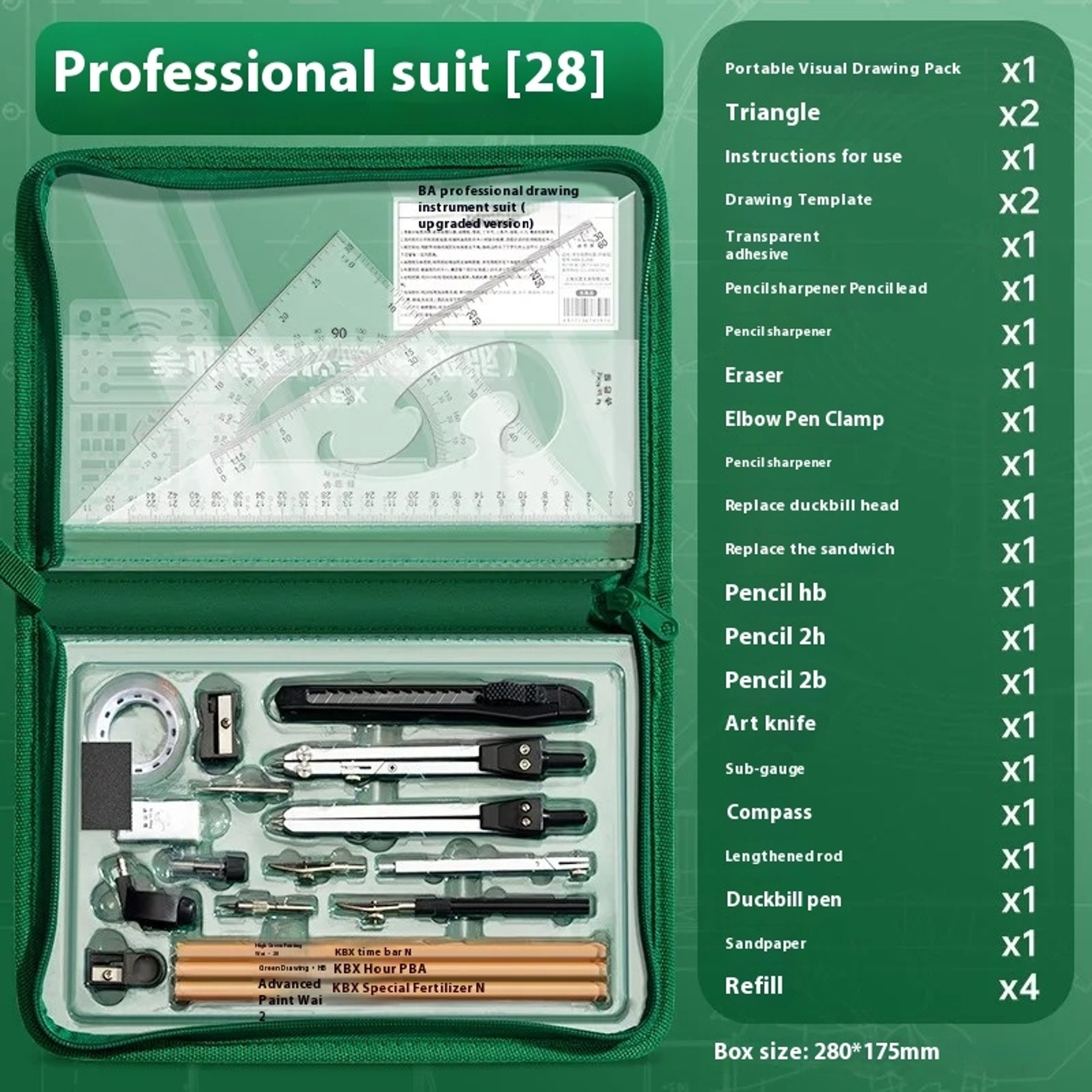 College Student Drawing Tool Set, Professional Construction Engineering Kit, Geometry Drawing Tools for School Projects – view 8
