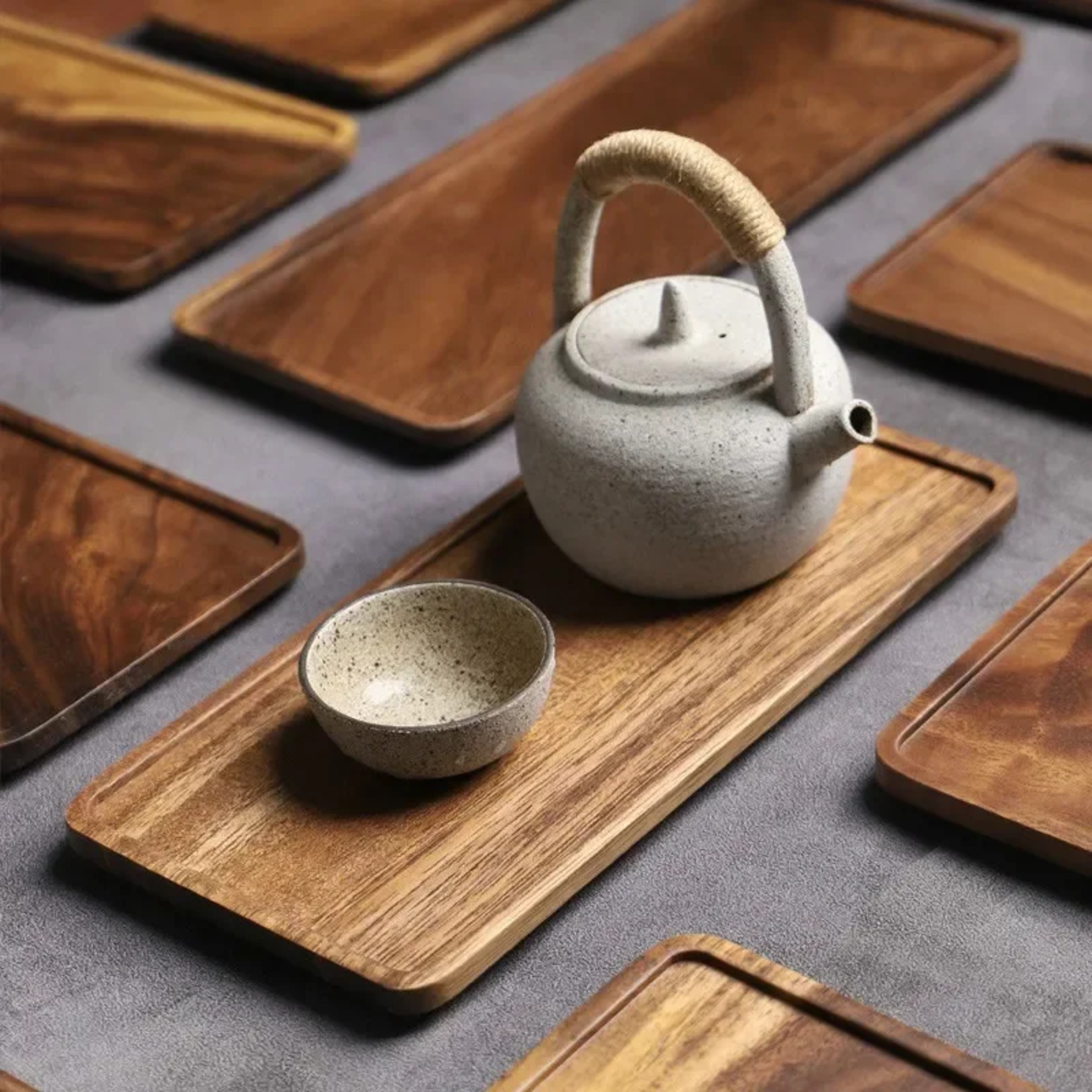 Rectangular Wooden Platters for Food, Long Charcuterie Board, Acacia Wood Serving Tray for Party Home Decor – view 2