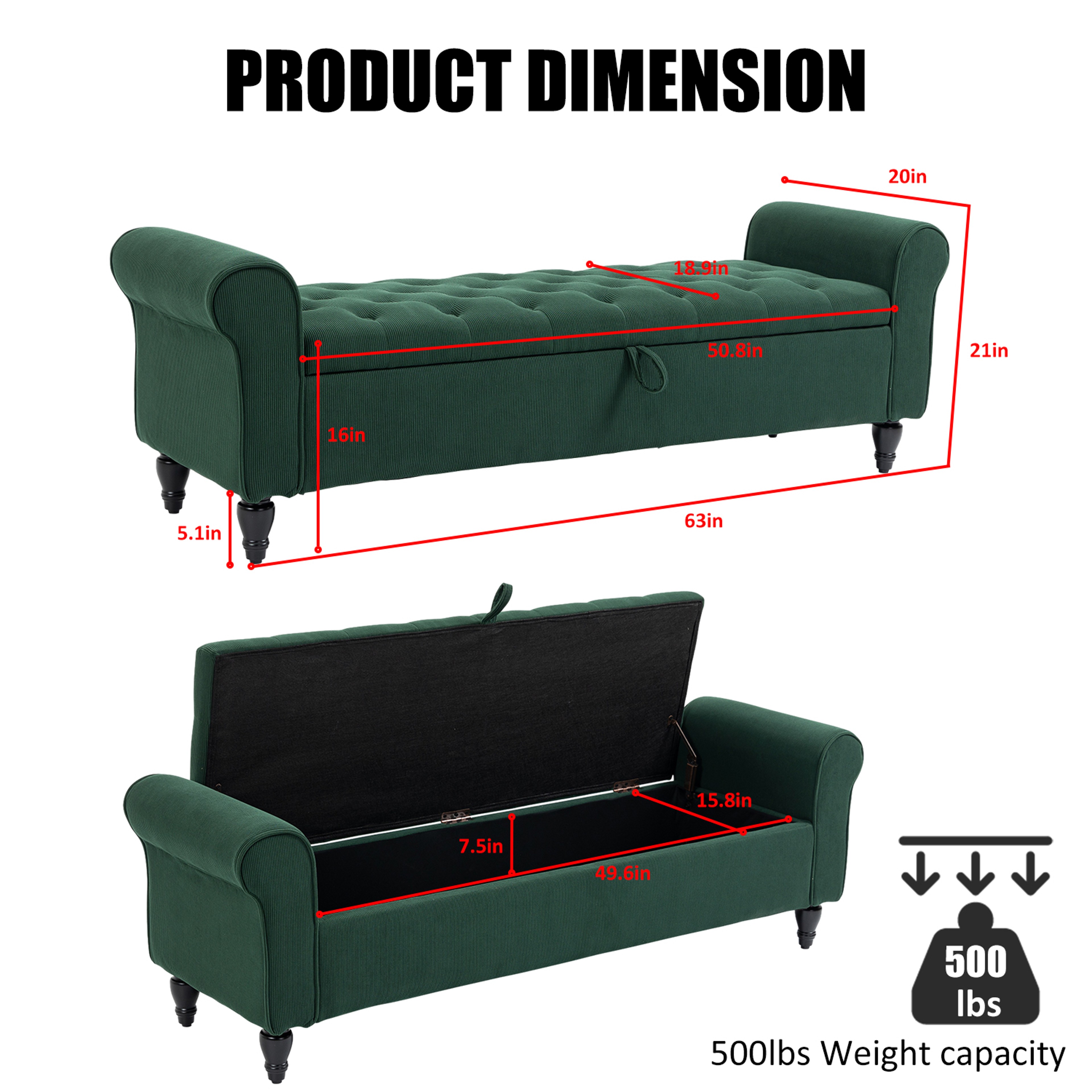 Storage Ottoman With Upholstered Tufted Design End Of Bed Storage Bench For Living Room And Bedroom 2