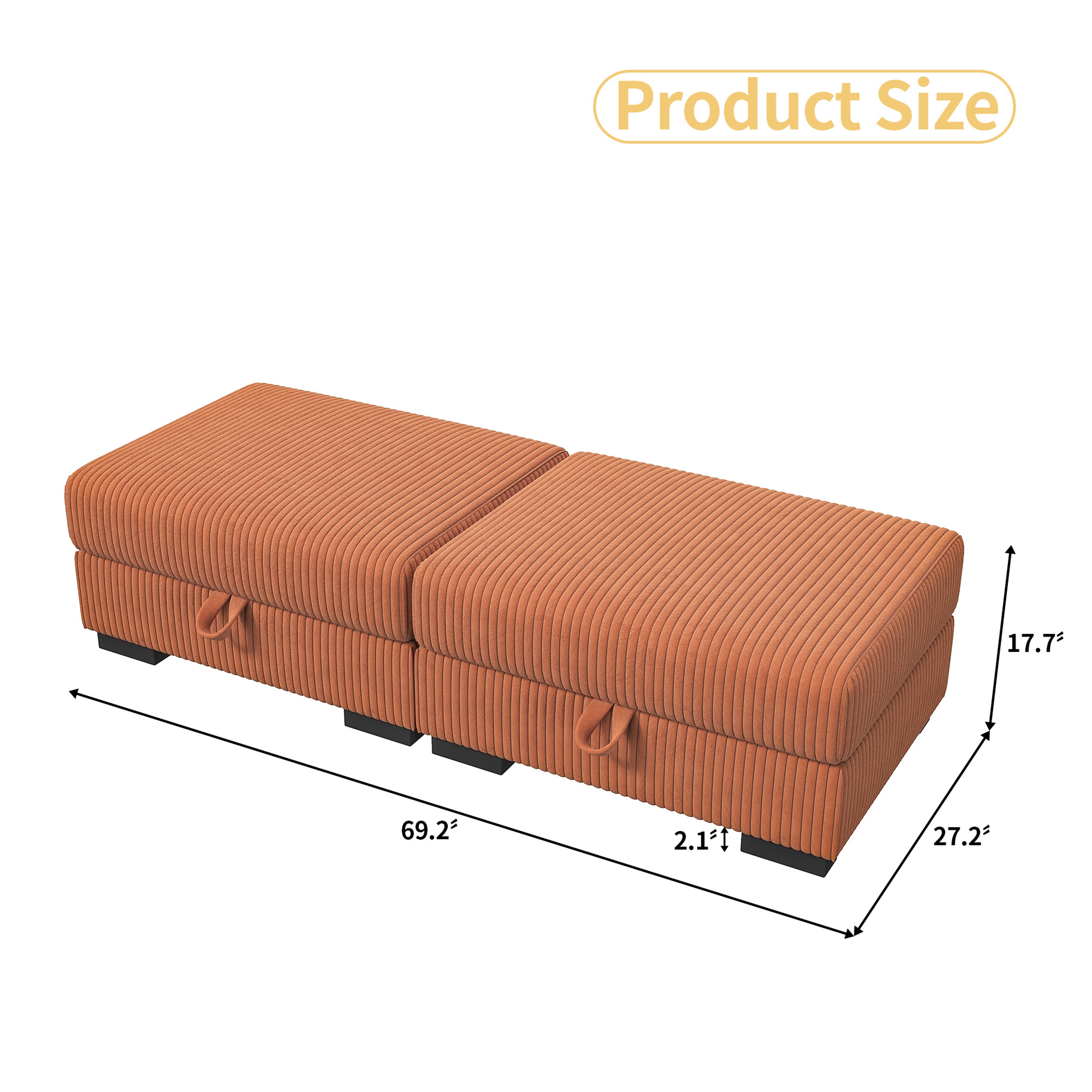 Upholstered Ottoman With Storage Corduroy Ottoman For Living Room Modular Sofa Ottoman For Stylish  3