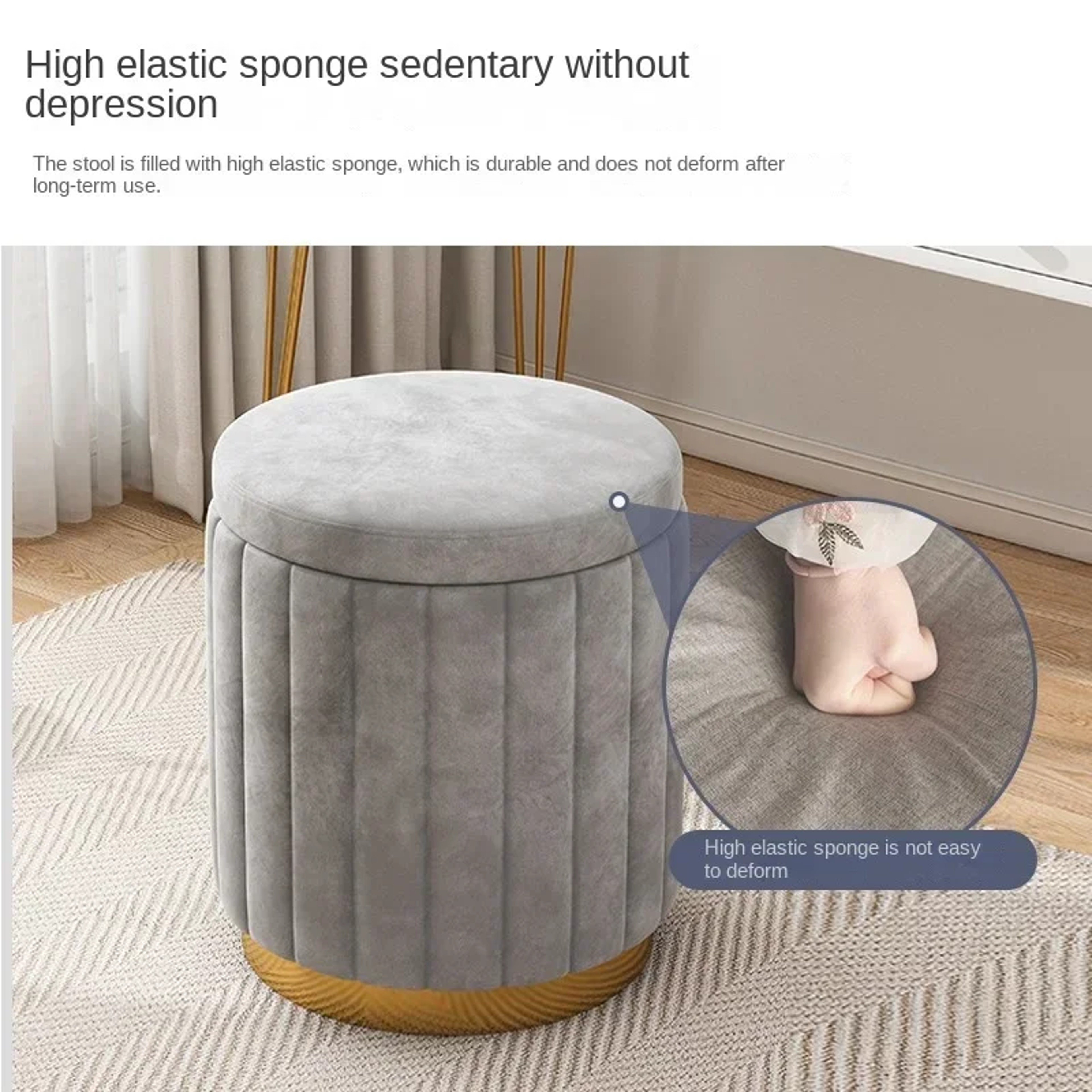 Light Luxury Makeup Stools Round Vanity Chairs Sofas Bedroom Side Storage Bench 2