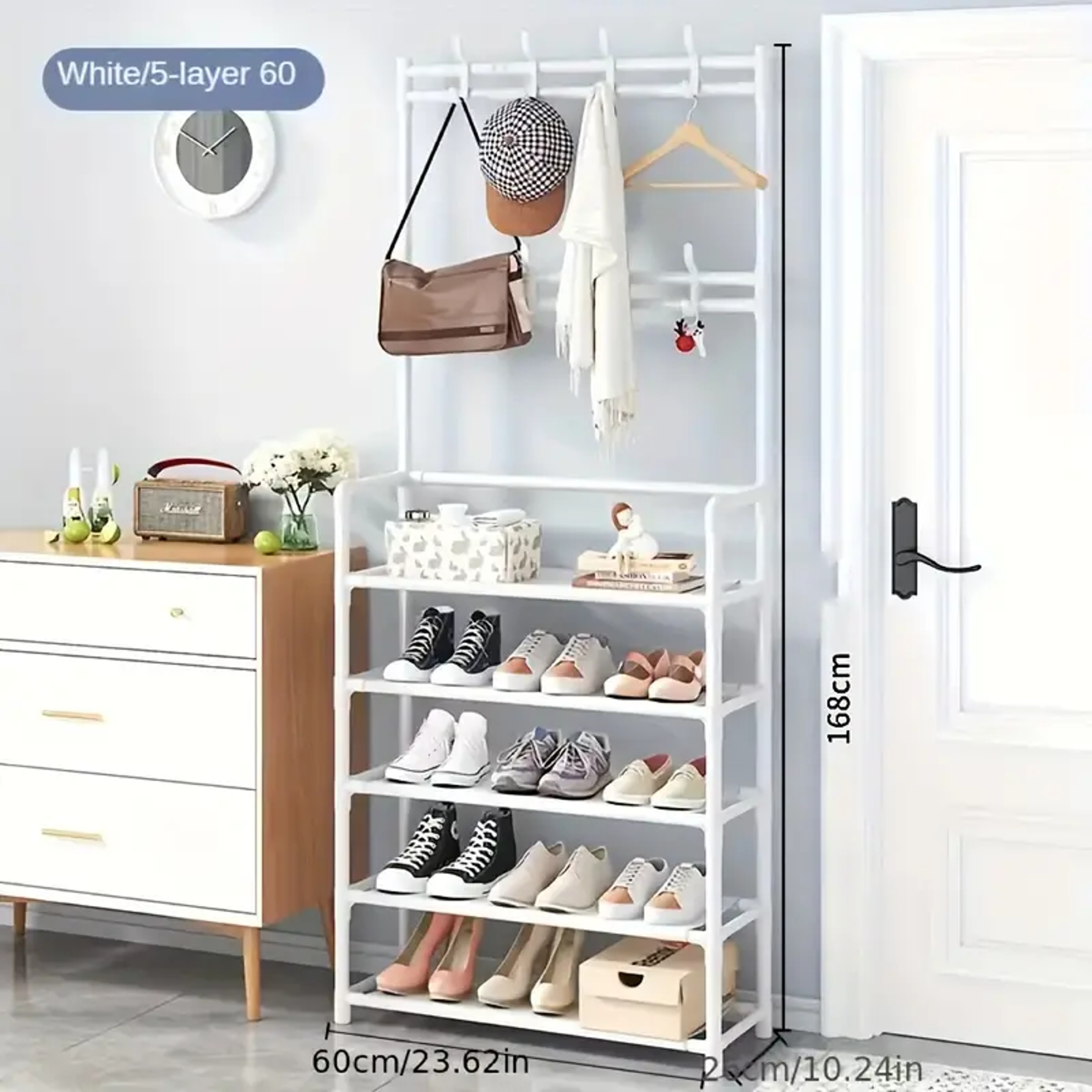 Hallway Clothes Hanger Shoe Rack For Jackets Hats Bags And Umbrellas At The Entrance Perfect Storag 3