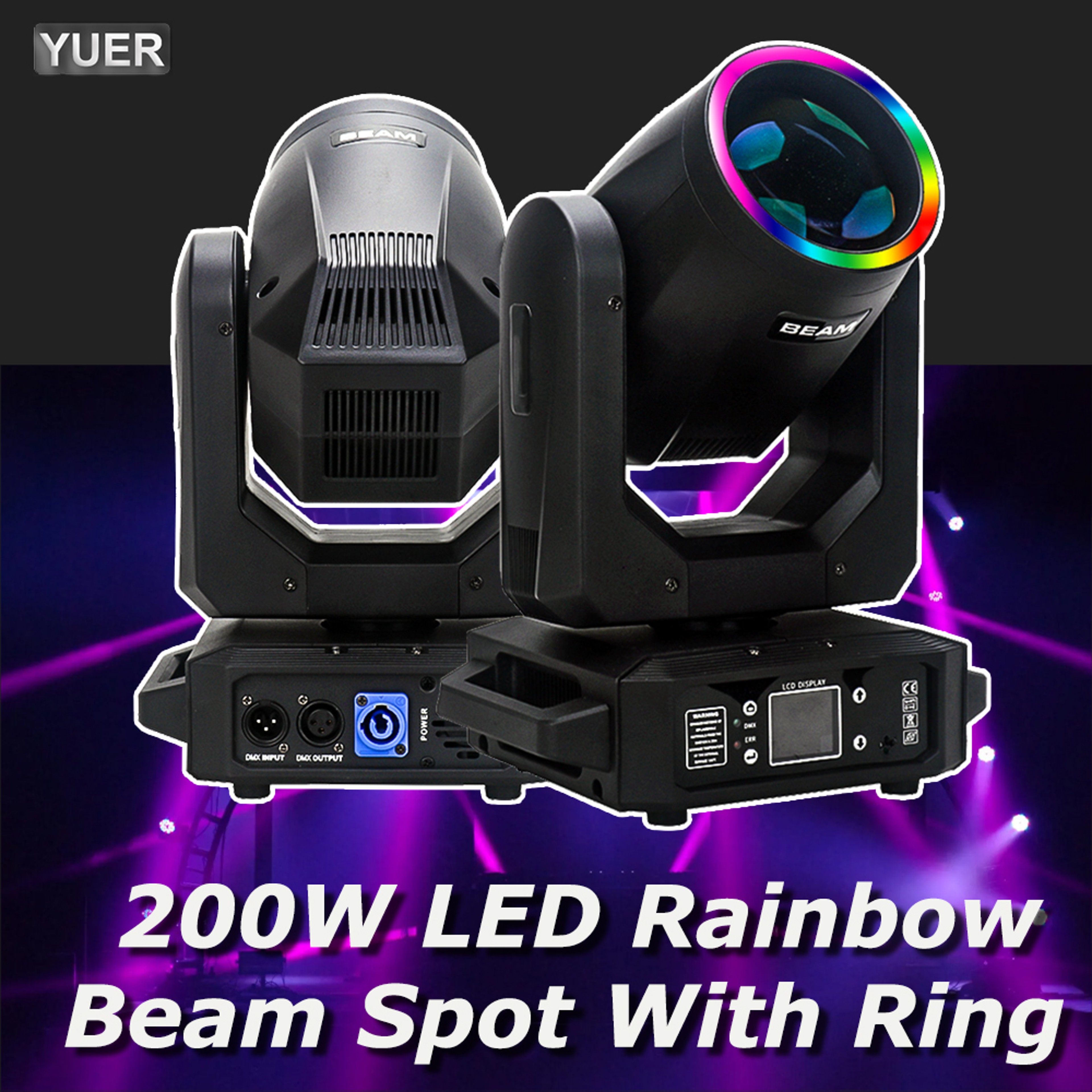 LED Moving Head Light With Ring Beam Spot Rotating Prisms Rainbow Gobo Color Effect For DJ Stage Li 1