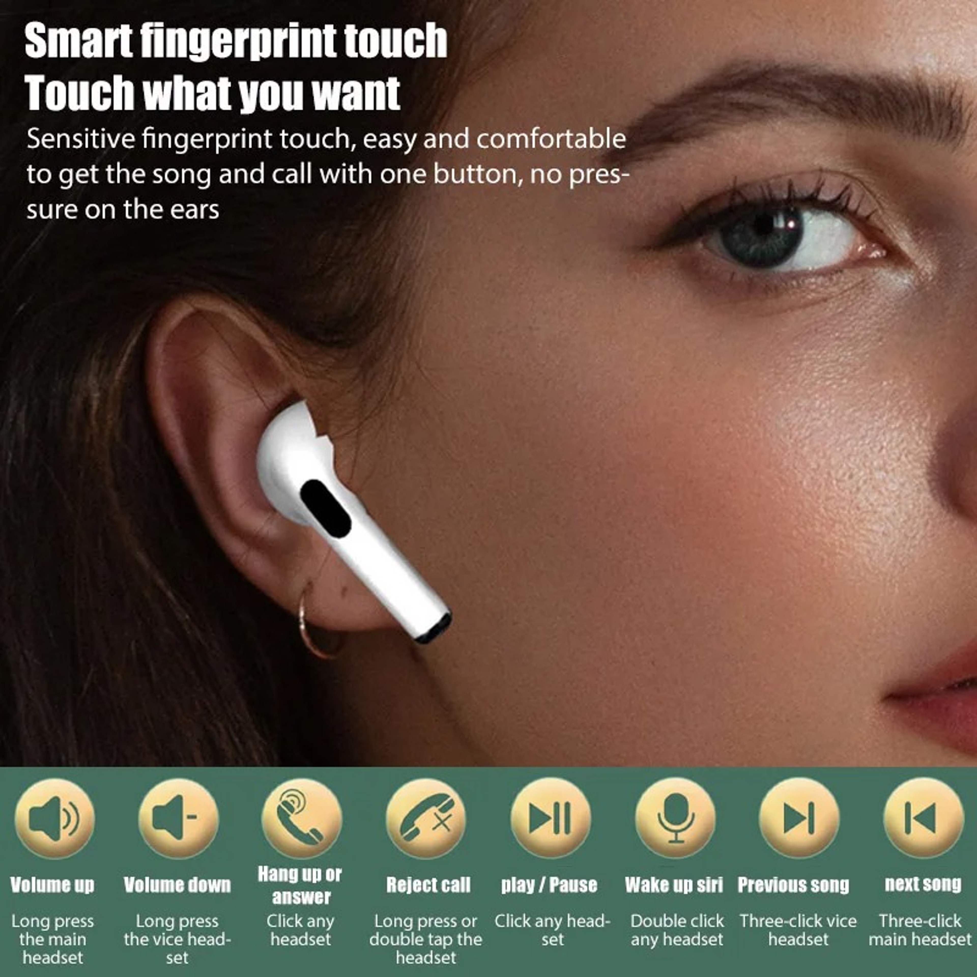 Wireless Bluetooth Earphone Headphones Sport Headset HD Mic Earbuds With Touch Control For Smartpho 3