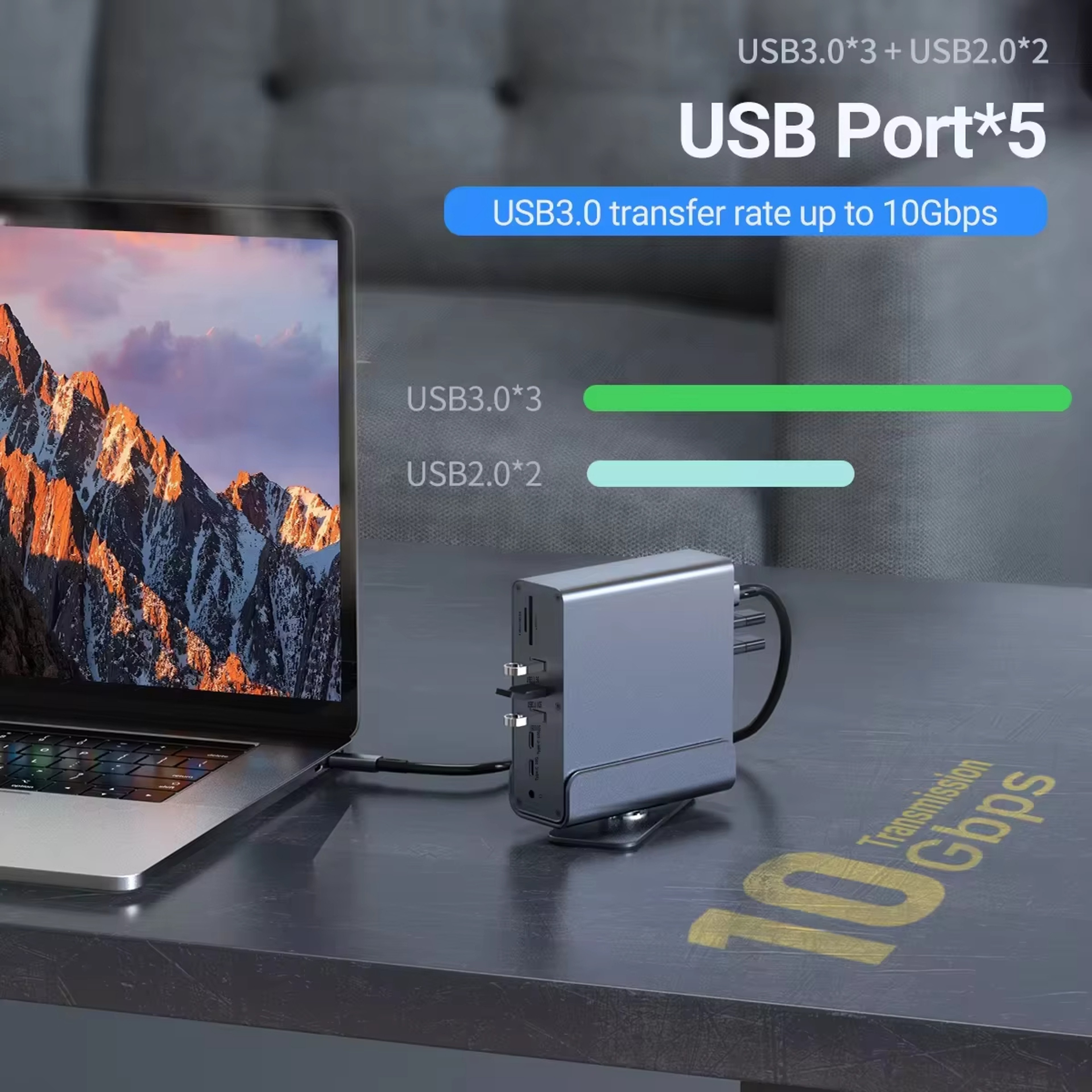 Hub TypeC Docking Station 4K 60Hz HDMI USB SD TF Audio Display Port Adaptor 2