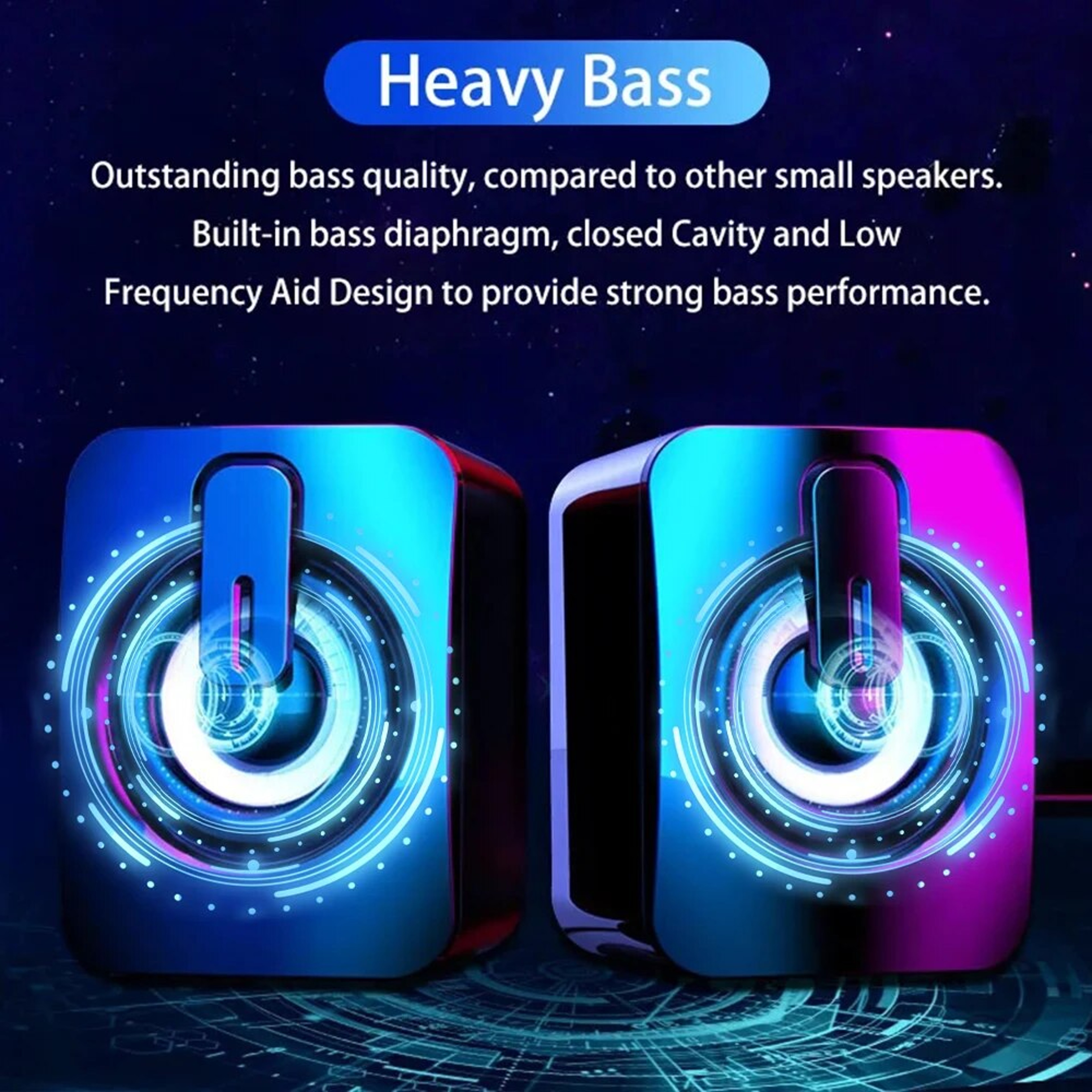 Computer Speakers for PC, HIFI Stereo Sound Box with LED Light, USB Wired Microphone for Desktop Computers – view 3