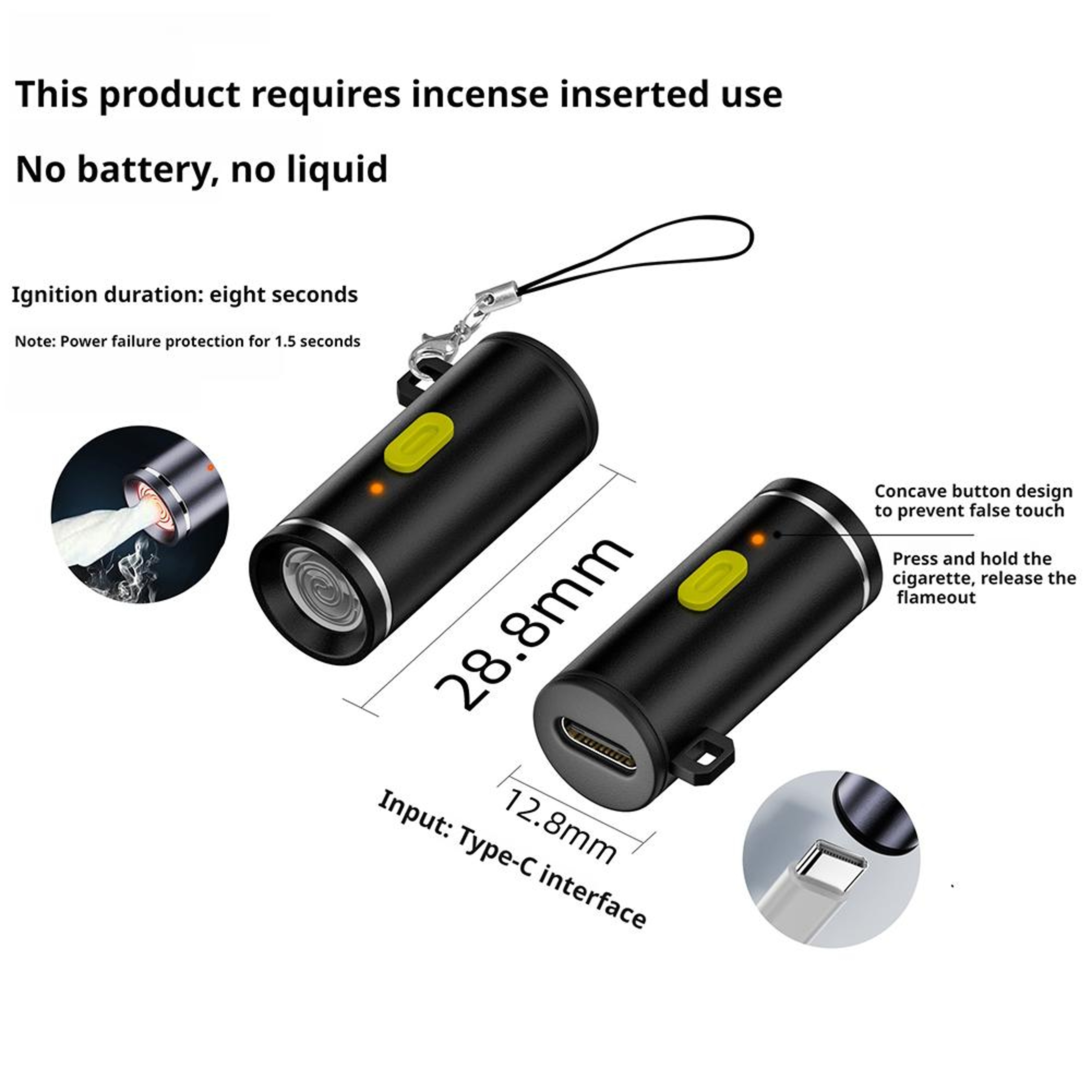 Practical Mini Type C Cigarette Lighter, No Flame, Compact, Electric, Easy Storage, Perfect for Air Travel & Outdoor Use – view 6