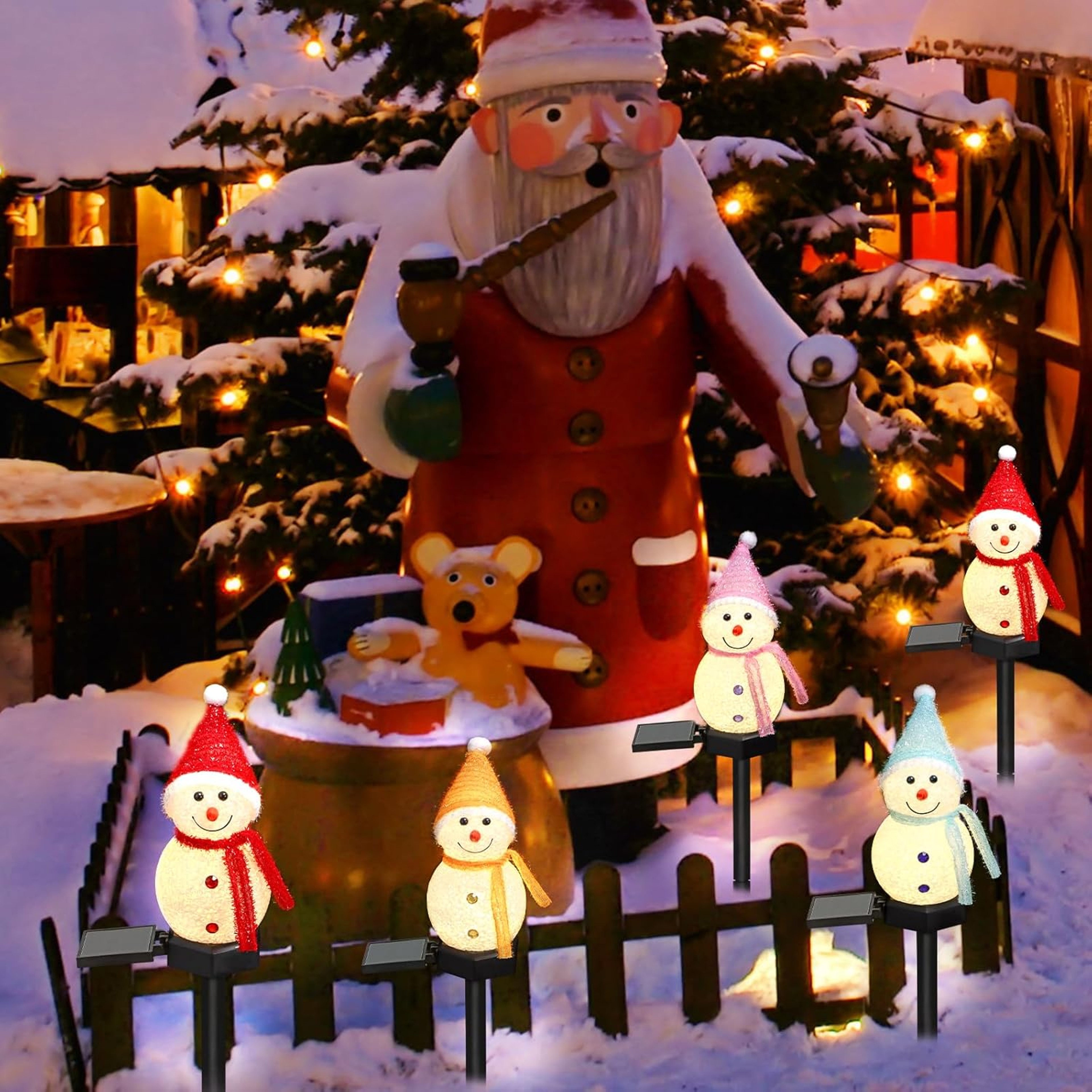 Solar Powered Ground Stake Light Snowman Xmas Pathway Lights Outdoor Solar Garden Light For Christm 3
