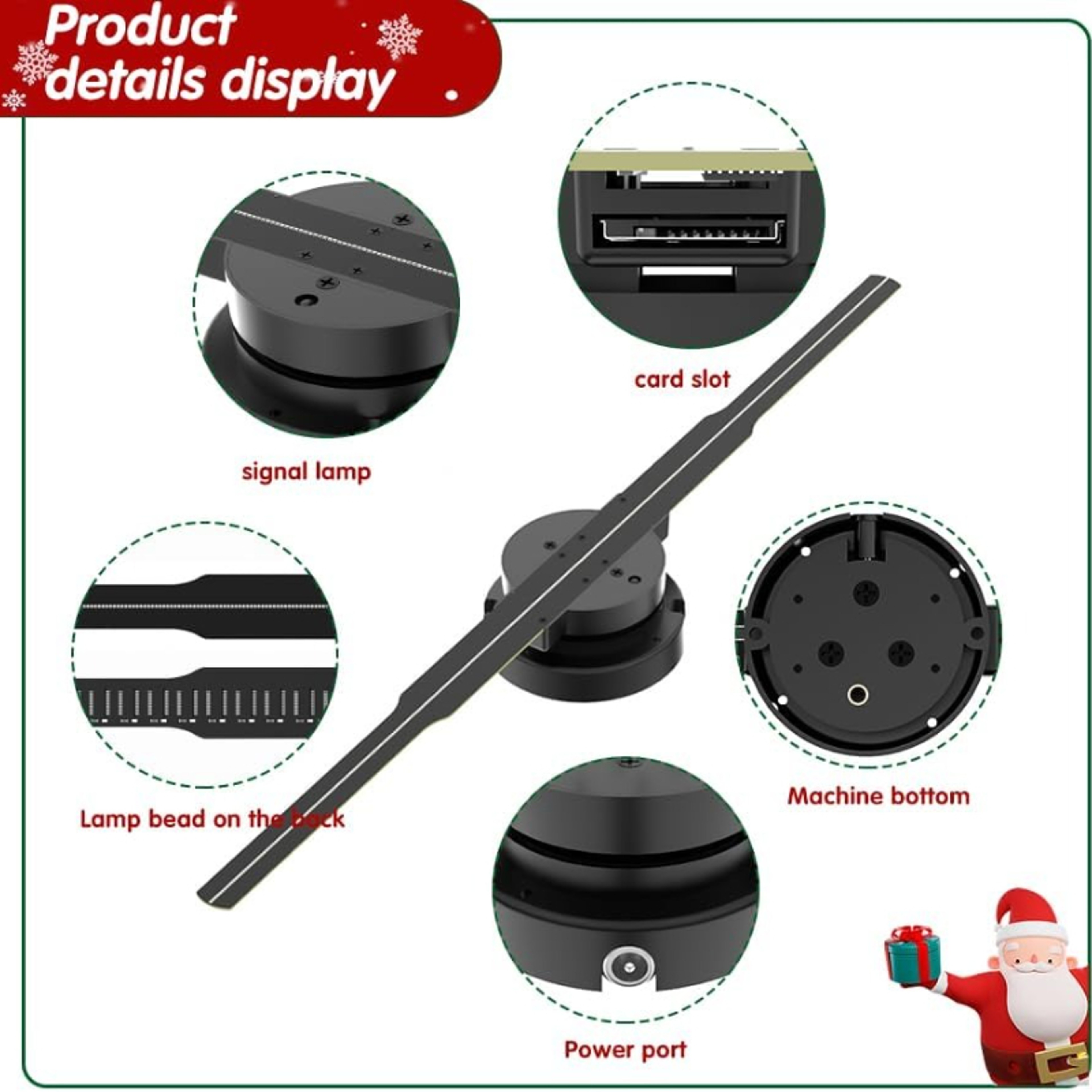Fan Projector, Christmas LED Sign, Holographic Image and Video Display Light for Shop, Bar, Party – view 4