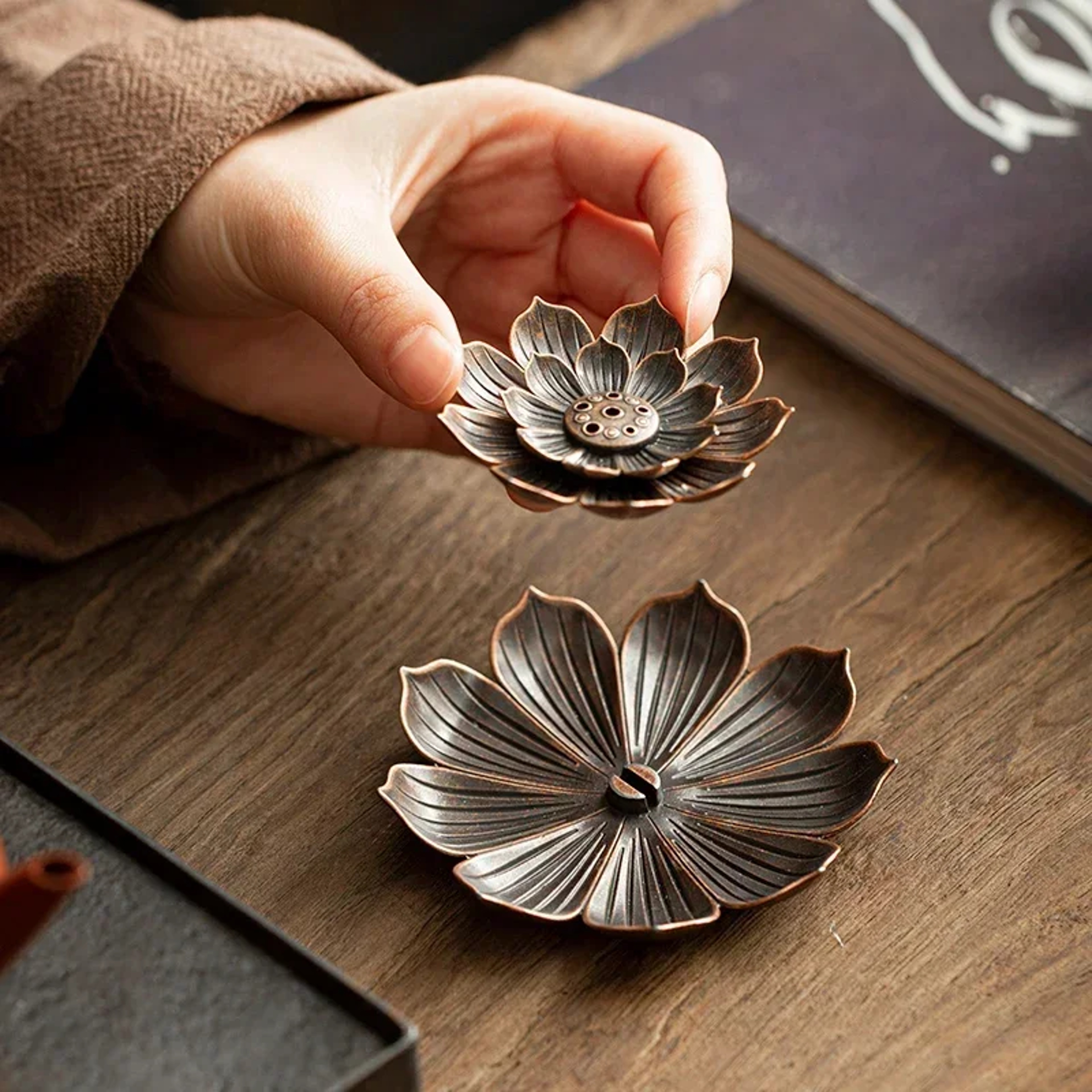 Lotus Incense Insertion Zen Line, Sandal wood Burner, Incense Plate Tray, Seat Accessories for Home Decor – view 3