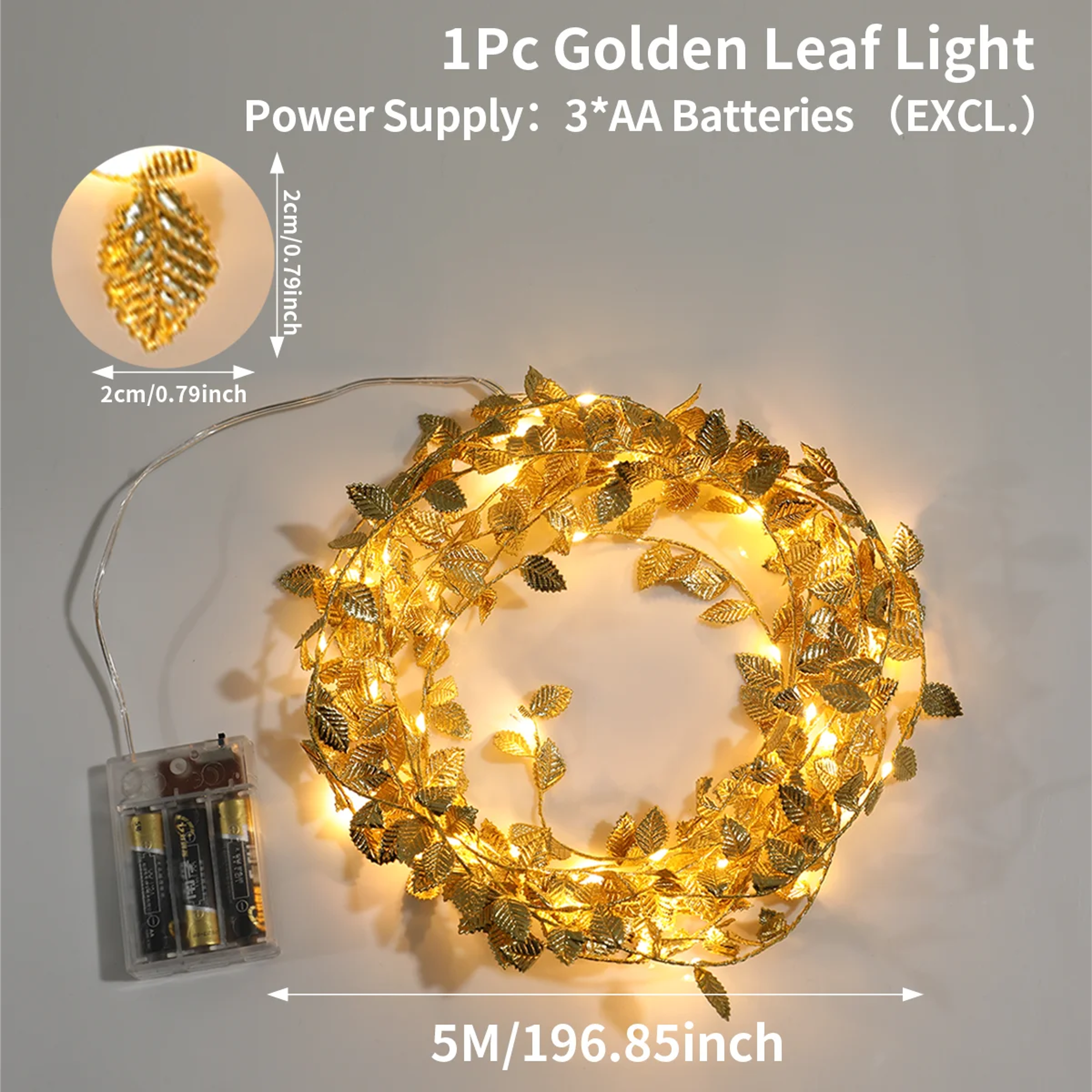 LED Golden Leaves String Light Battery-operated Garland For Living Room, Bedroom, Party, Wedding, New Year – view 8