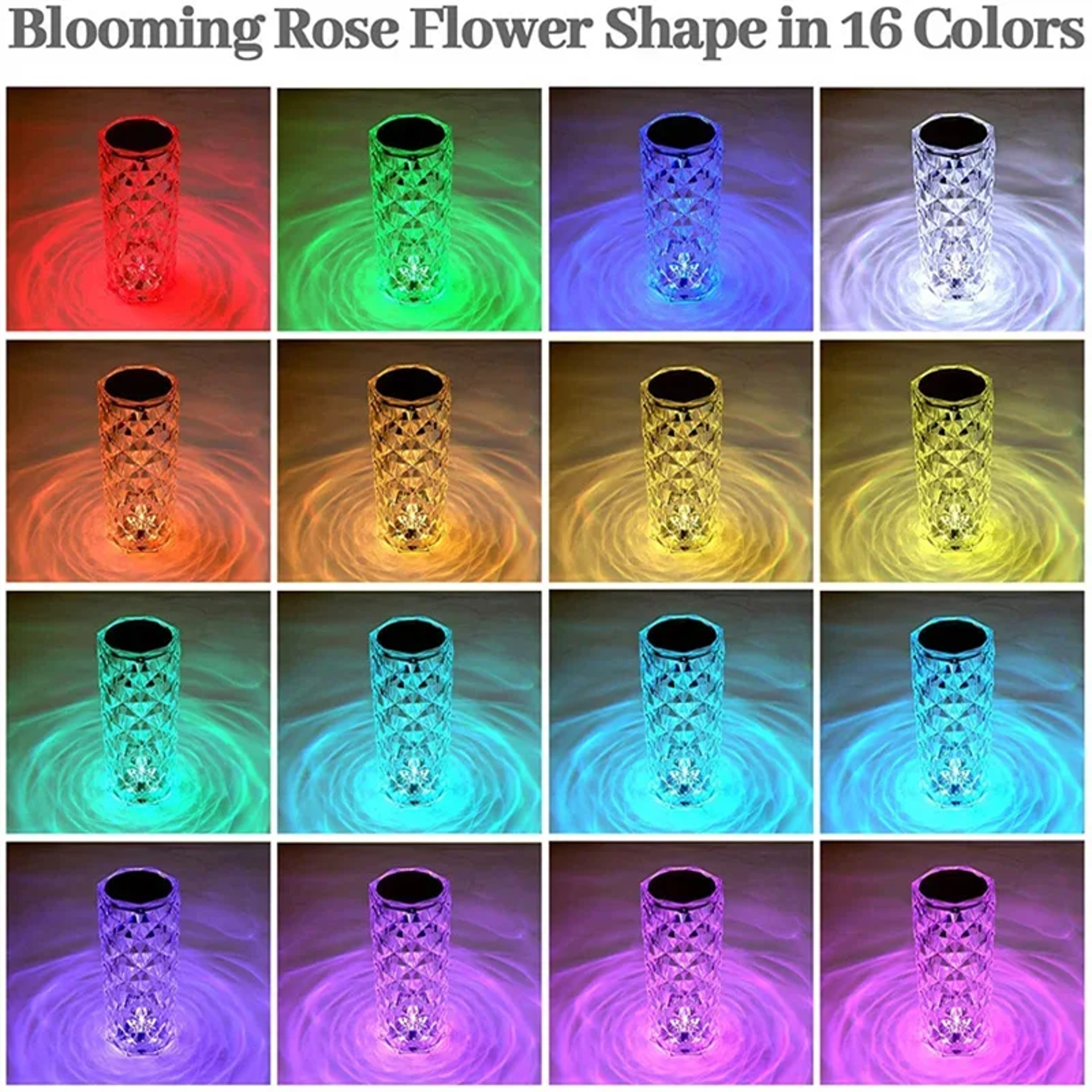 Crystal Table Lamp for Bedroom, Touch/Remote, Dimmable LED Night Light, USB Bedside Diamond Rose Lamp – view 4