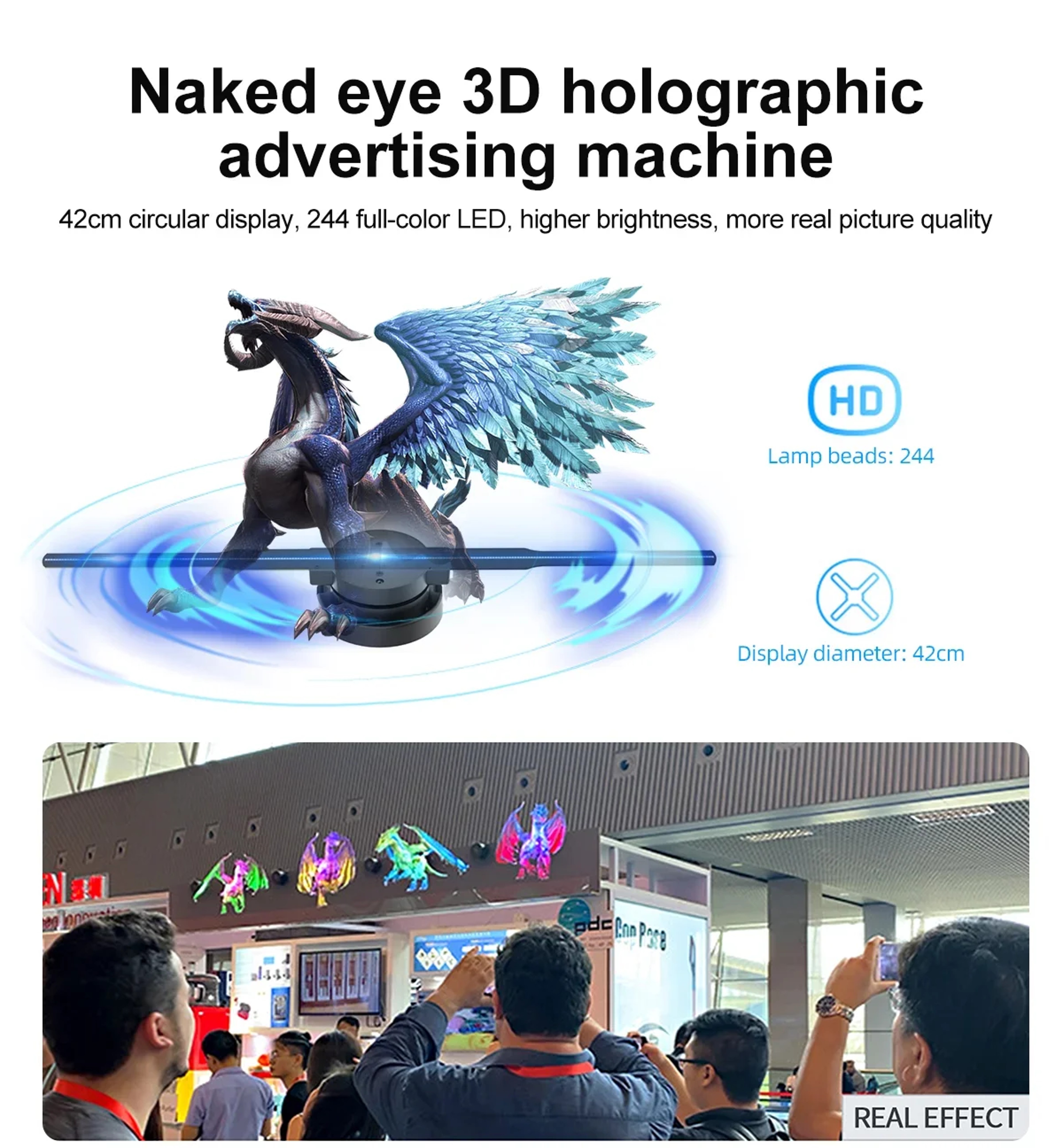 Holographic Fan Wifi Remote Custom ICONS DIY Video LOGO LED Neon Lights Rotating Display AD 4