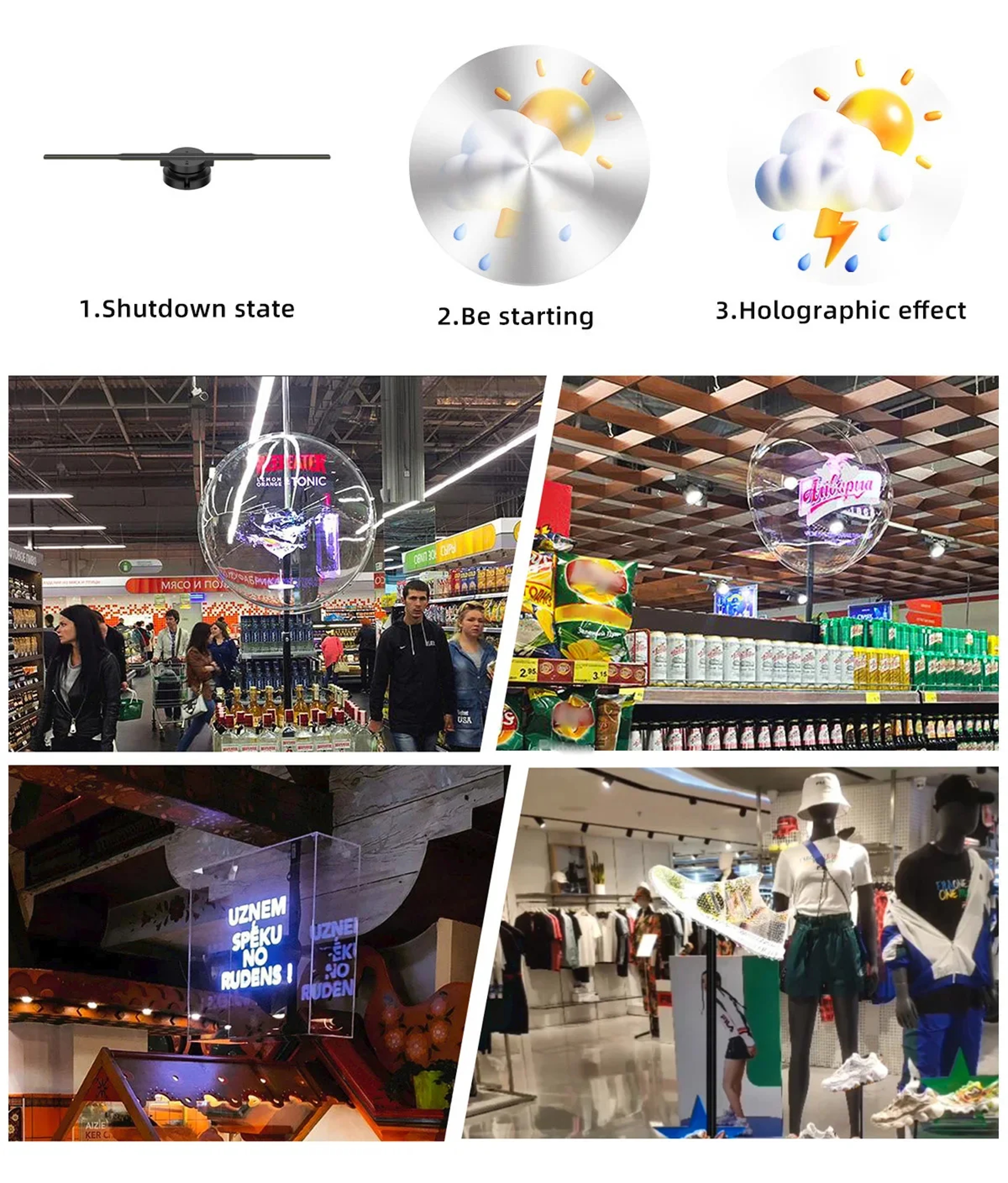 Holographic Fan Wifi Remote Custom ICONS DIY Video LOGO LED Neon Lights Rotating Display AD 5