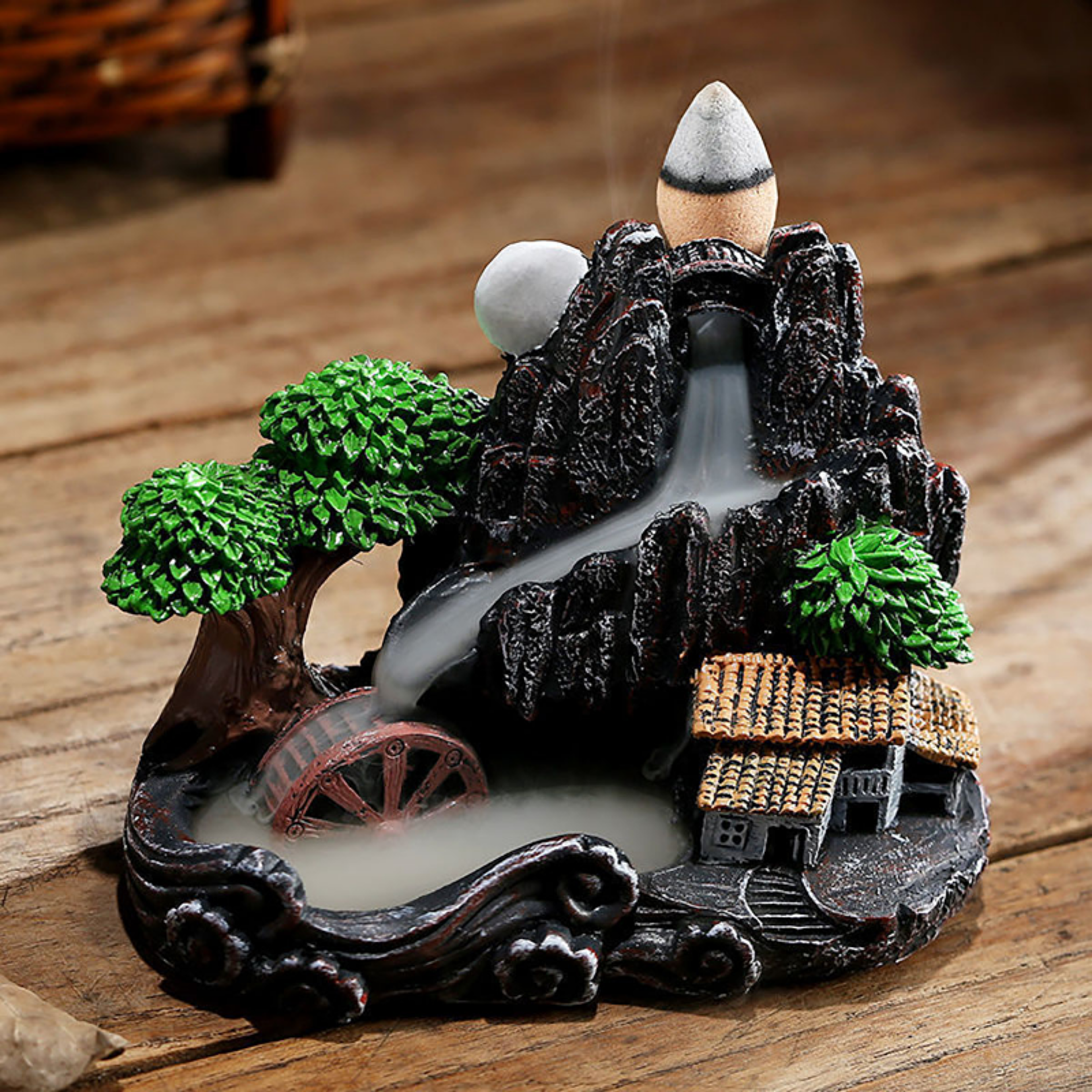 Incense Burner Zen Censer Holder, Mountains River Waterfall Aroma Smoke Fragrance Fireplace Backflow Decoration for Home – view 3