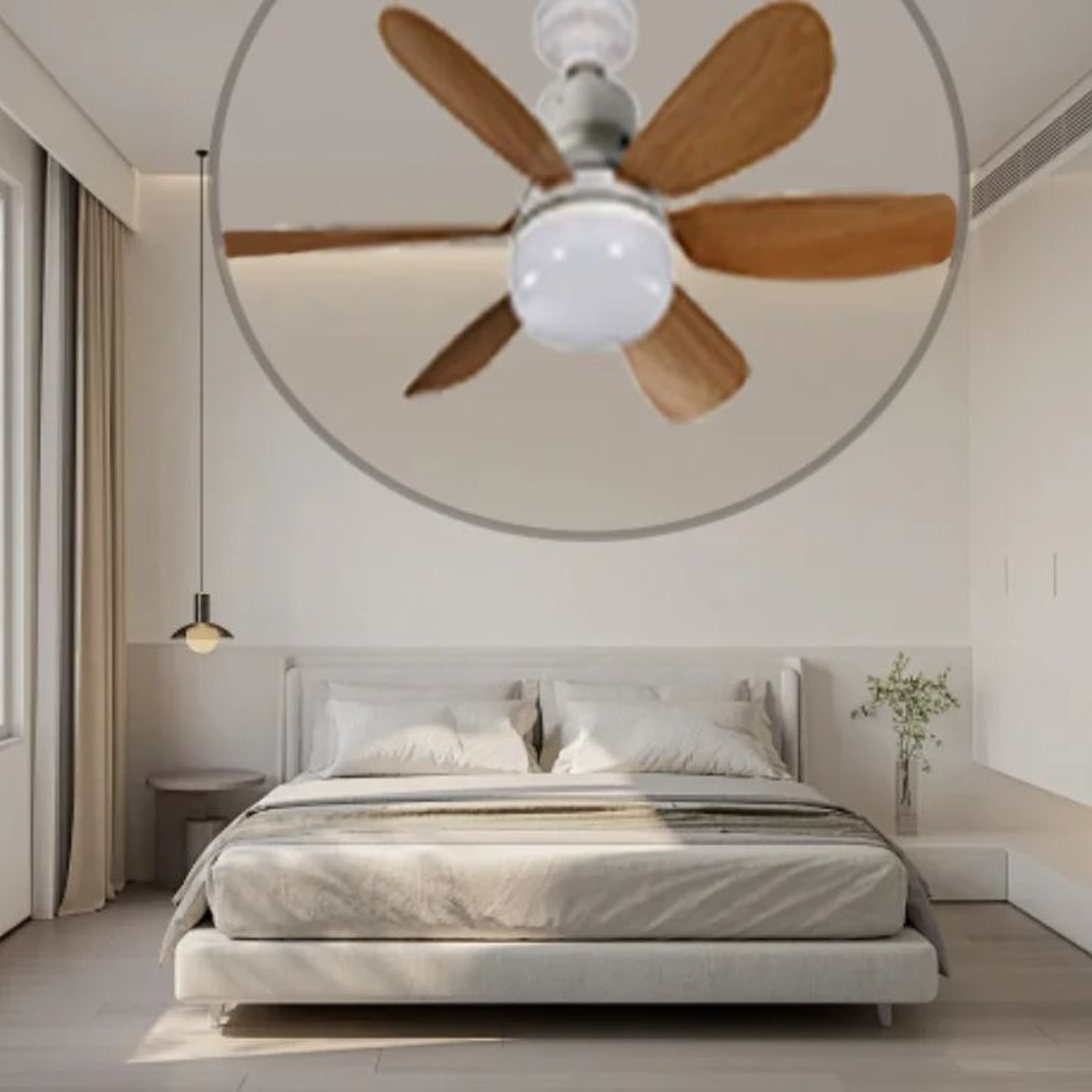 Socket Wood Grain Fan Light With Remote Control Ceiling Fan Light For Living Room And Study Stylish 1