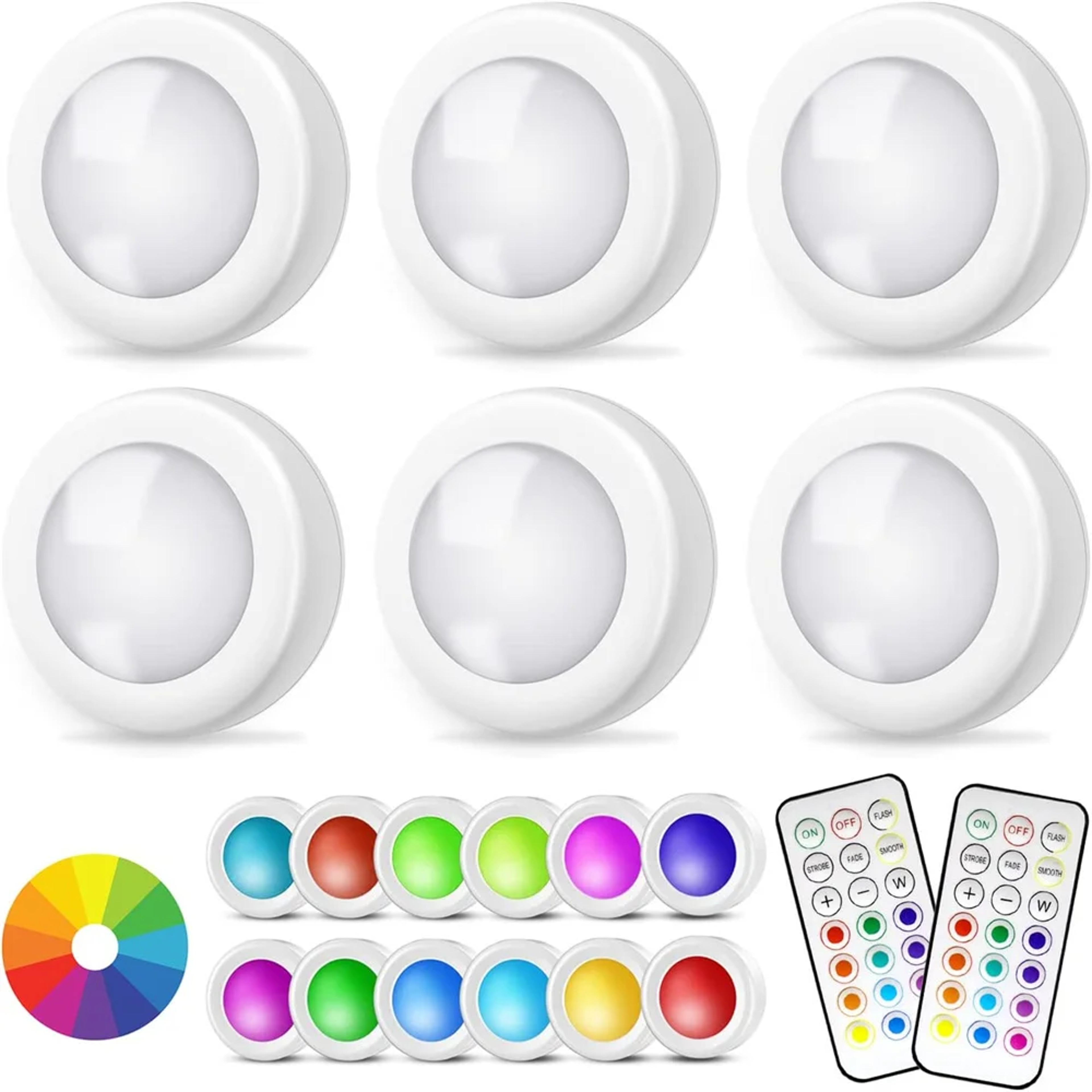 LED Puck Night Lights Remote Control Dimmable Under Cabinet Light Battery Operated Wireless Push La 2