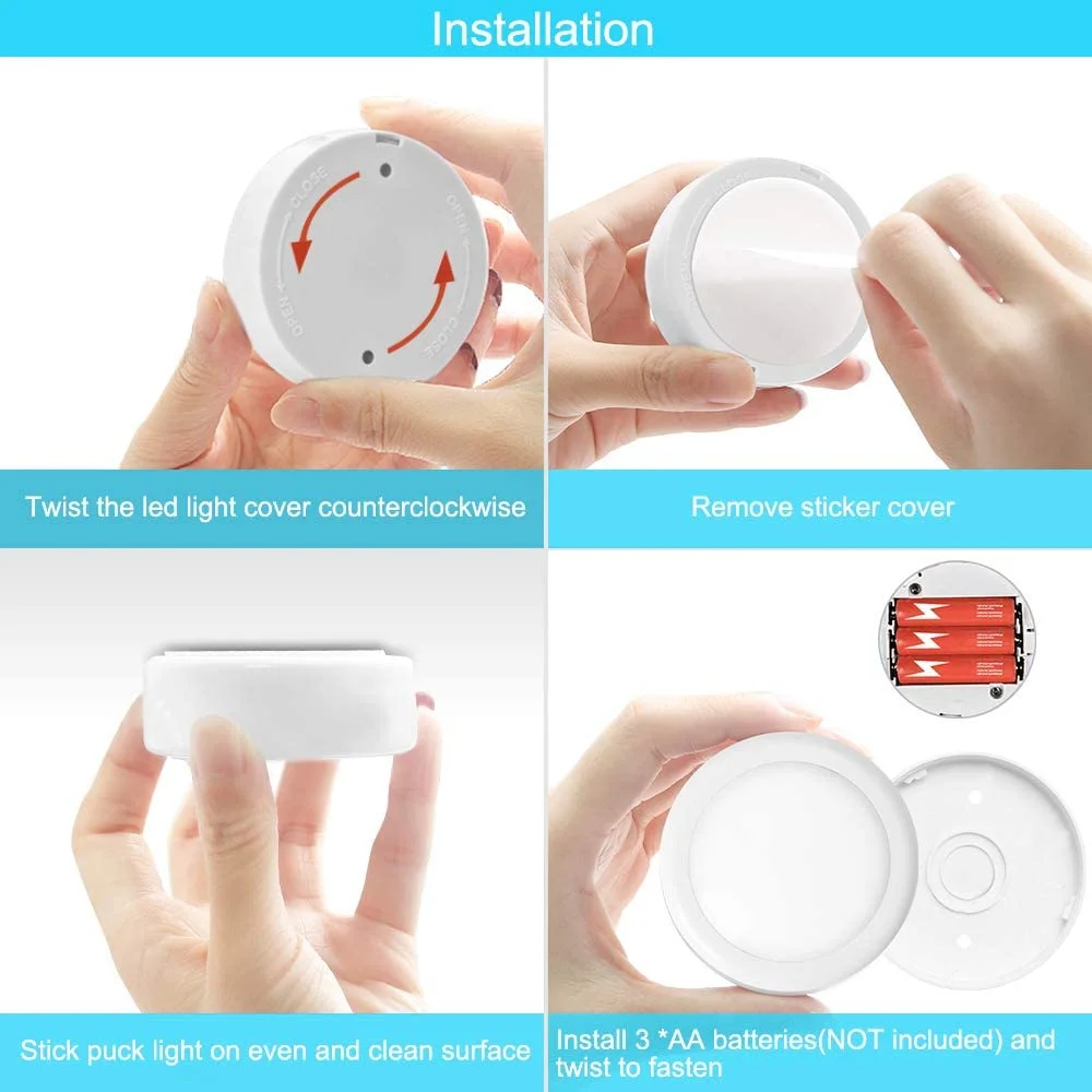 LED Puck Night Lights Remote Control Dimmable Under Cabinet Light Battery Operated Wireless Push La 5