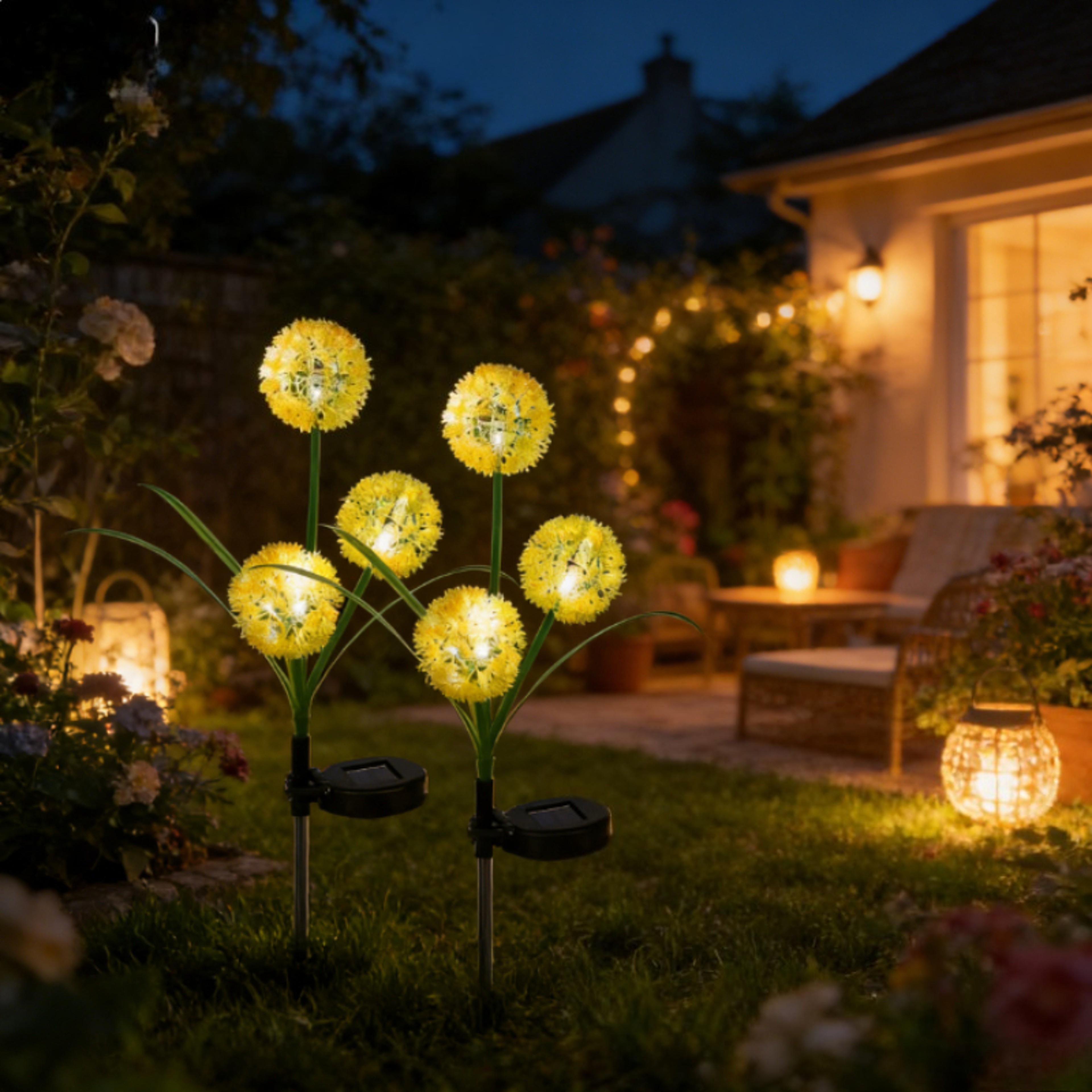 Solar Powered Scallion Balls Shaped Outdoor Ground Mounted Light Waterproof Courtyard Garden Landsc 2