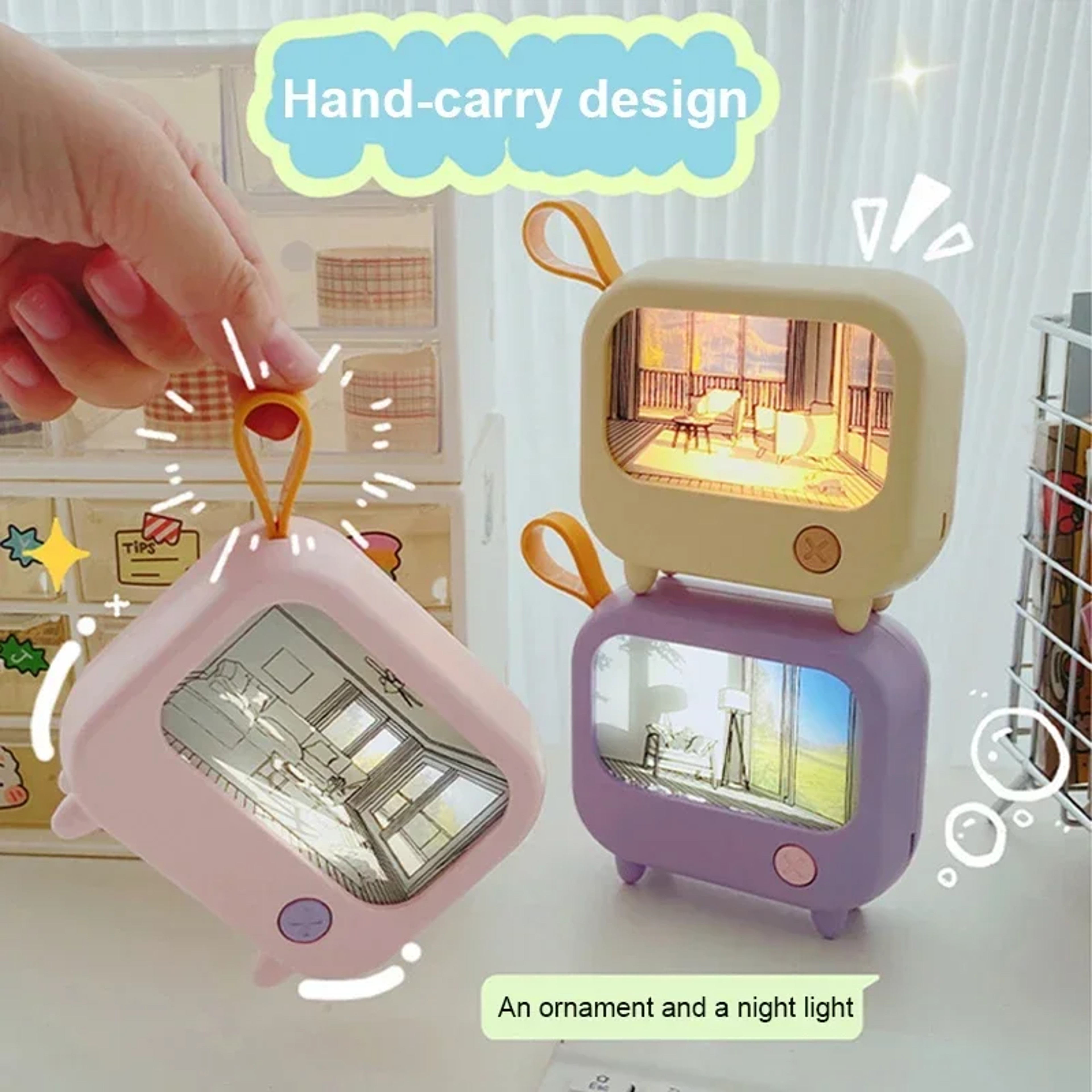 USB Rechargeable Creative Painting Atmosphere Lighting Mini Night Light Ornament For Bedside Bedroo 3