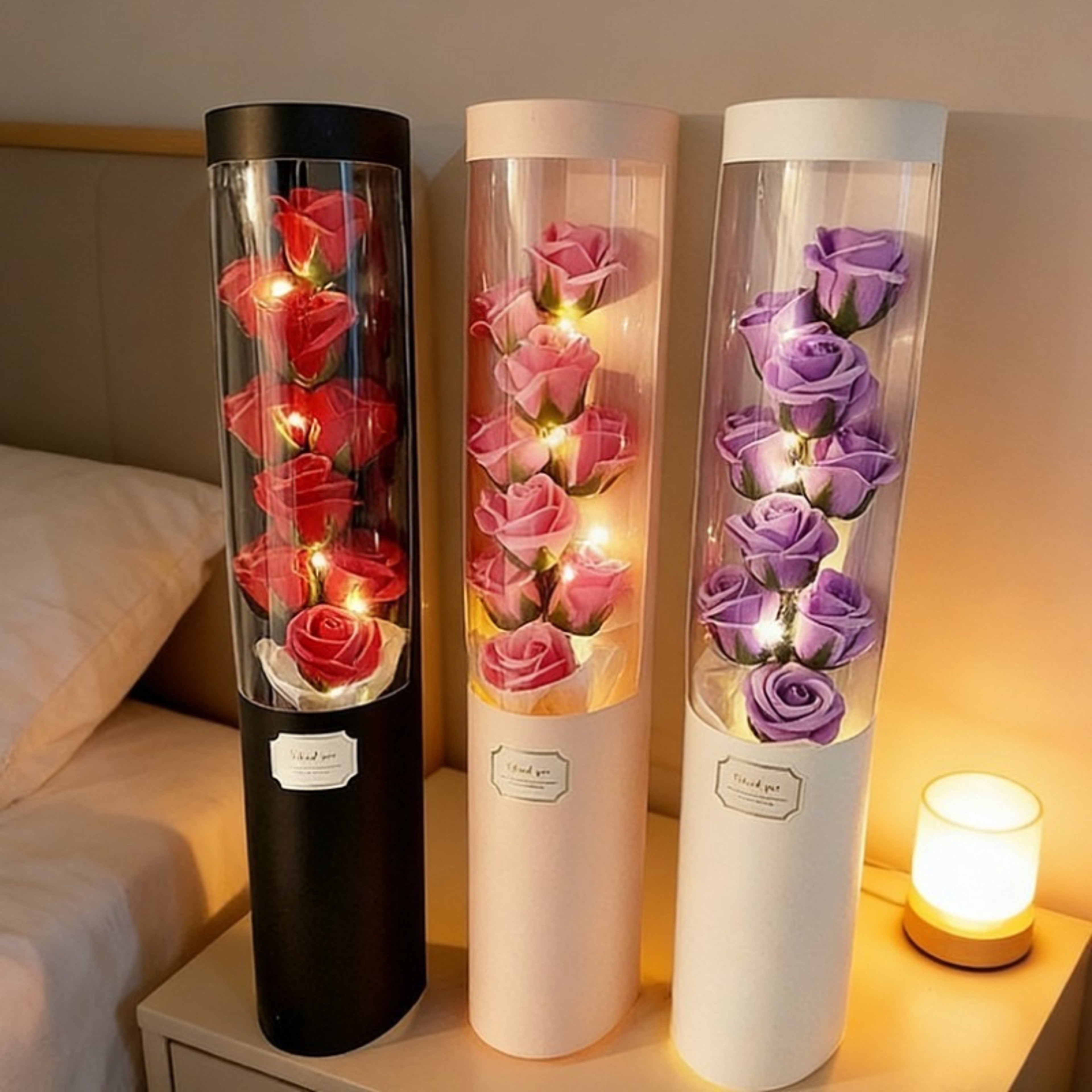 Valentines Day Romantic Soap Forever Rose Flower Light Gift Box Hug Bucket Eternal Rose For Gift An 1