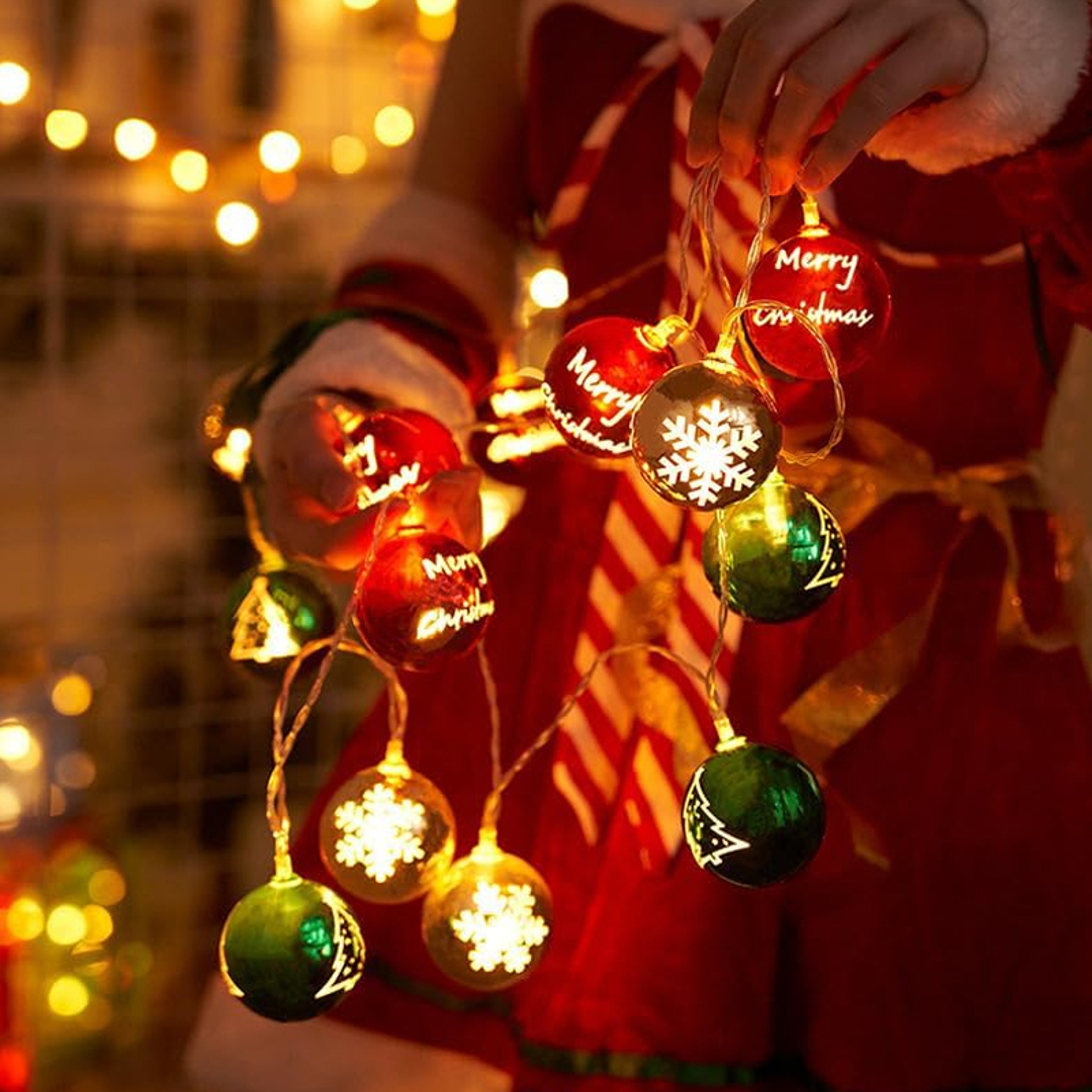 LEDs Battery Powered Yellow, Red, Green Christmas Ball String Light for Party Room, Festival Decor – view 5
