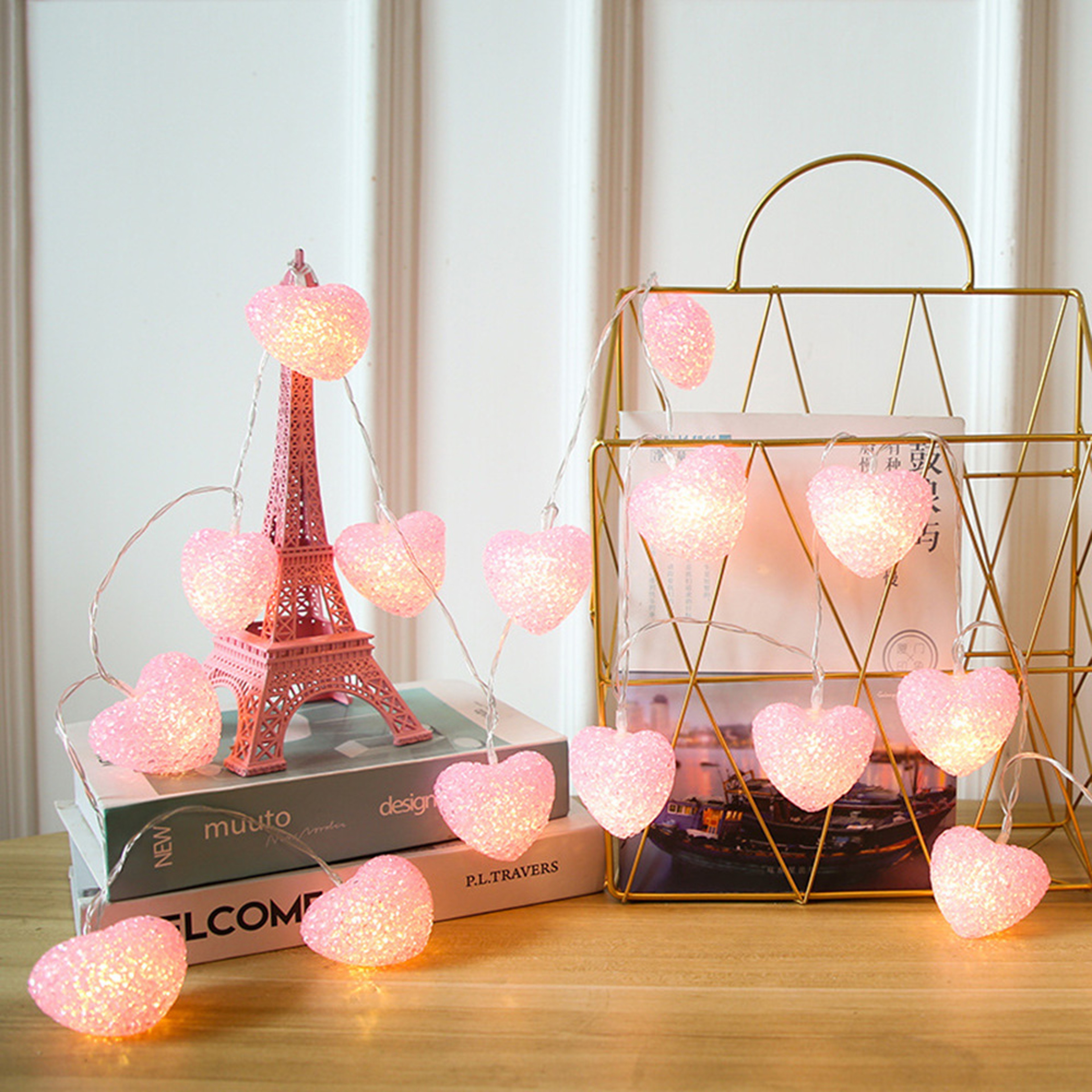 Heart String Lights Battery Powered Valentines Day Fairy Lights Wedding Party Decorations For Home  0