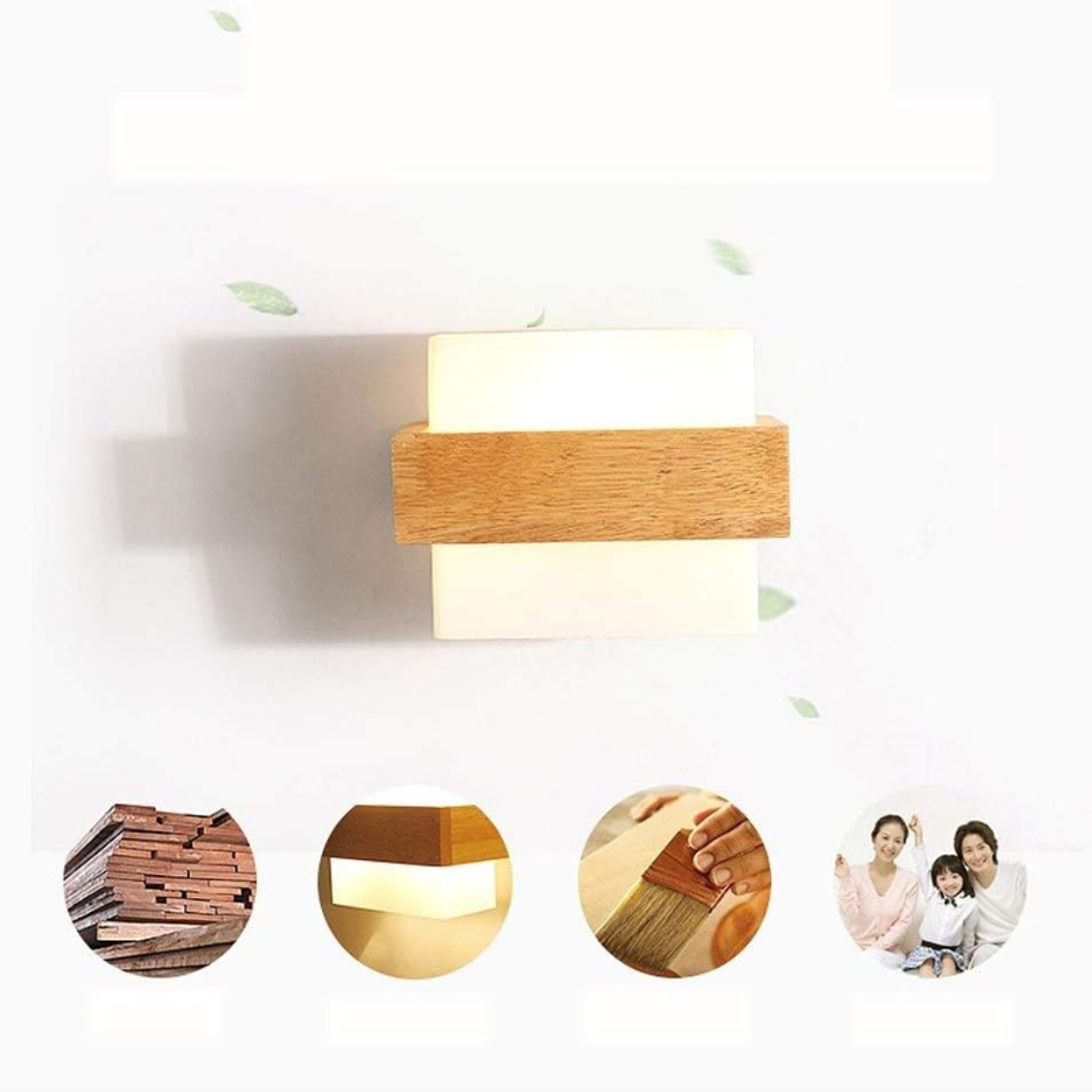 Retro Wooden Wall Lamps, Wall Sconce Solid Wood Primary Color, Bedroom Wall Lamps for Living Room, Bedroom – view 2