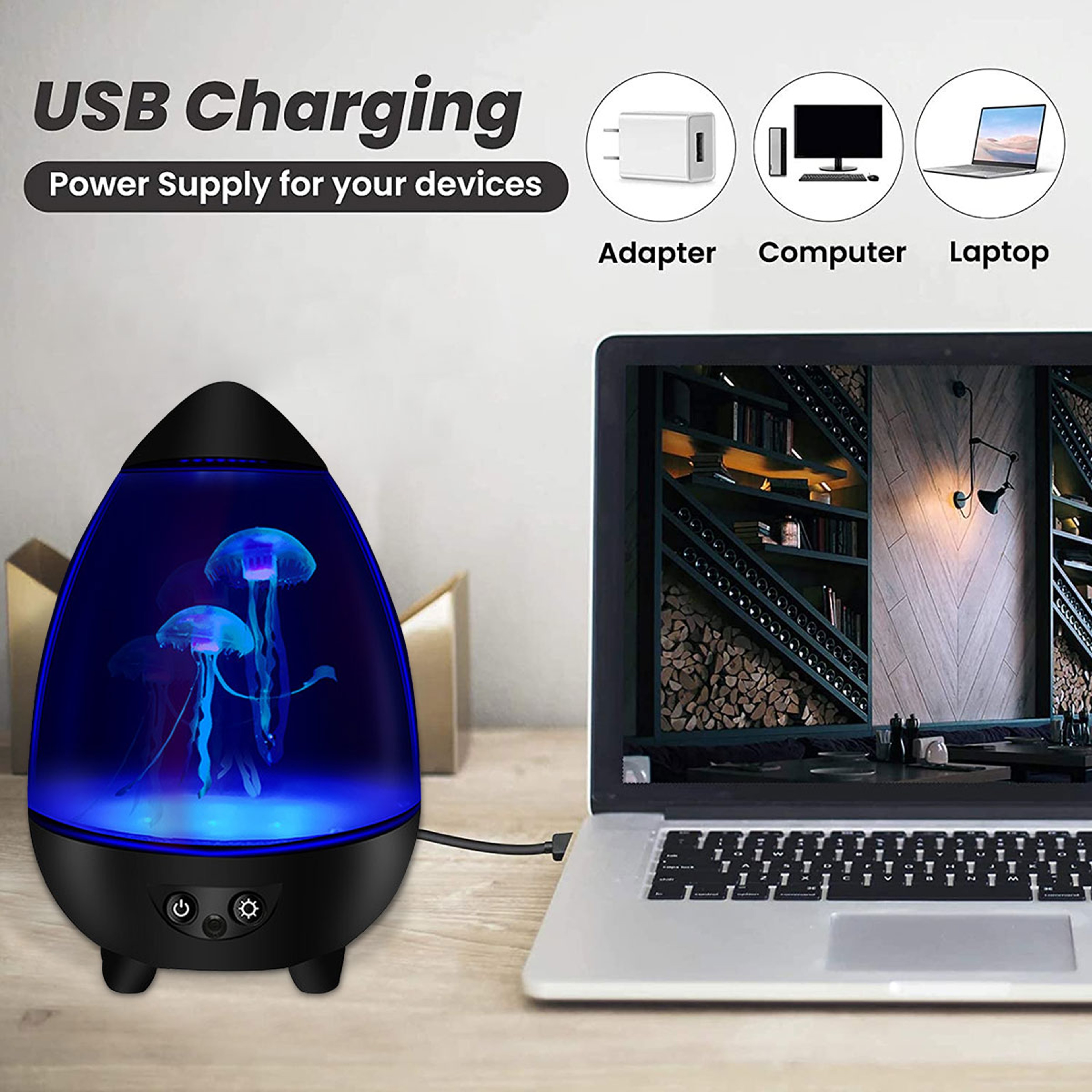 Egg Shell Cone Jellyfish Lamp Night Light USB Recharging Color Changing Desk Lamp Ideal For Bedroom 3
