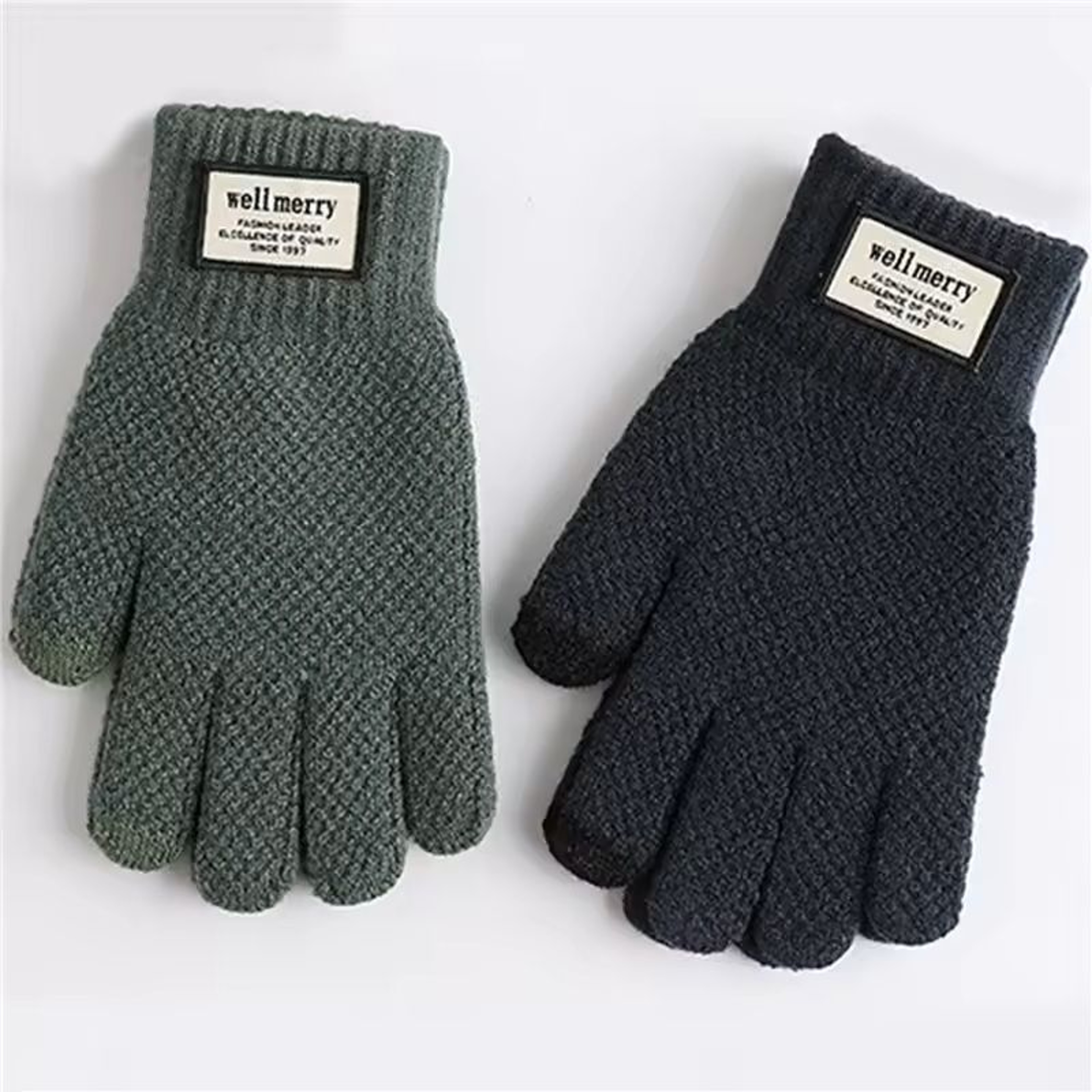 Mens Knitted Touchscreen Gloves Warm Wool Cashmere Mittens 3