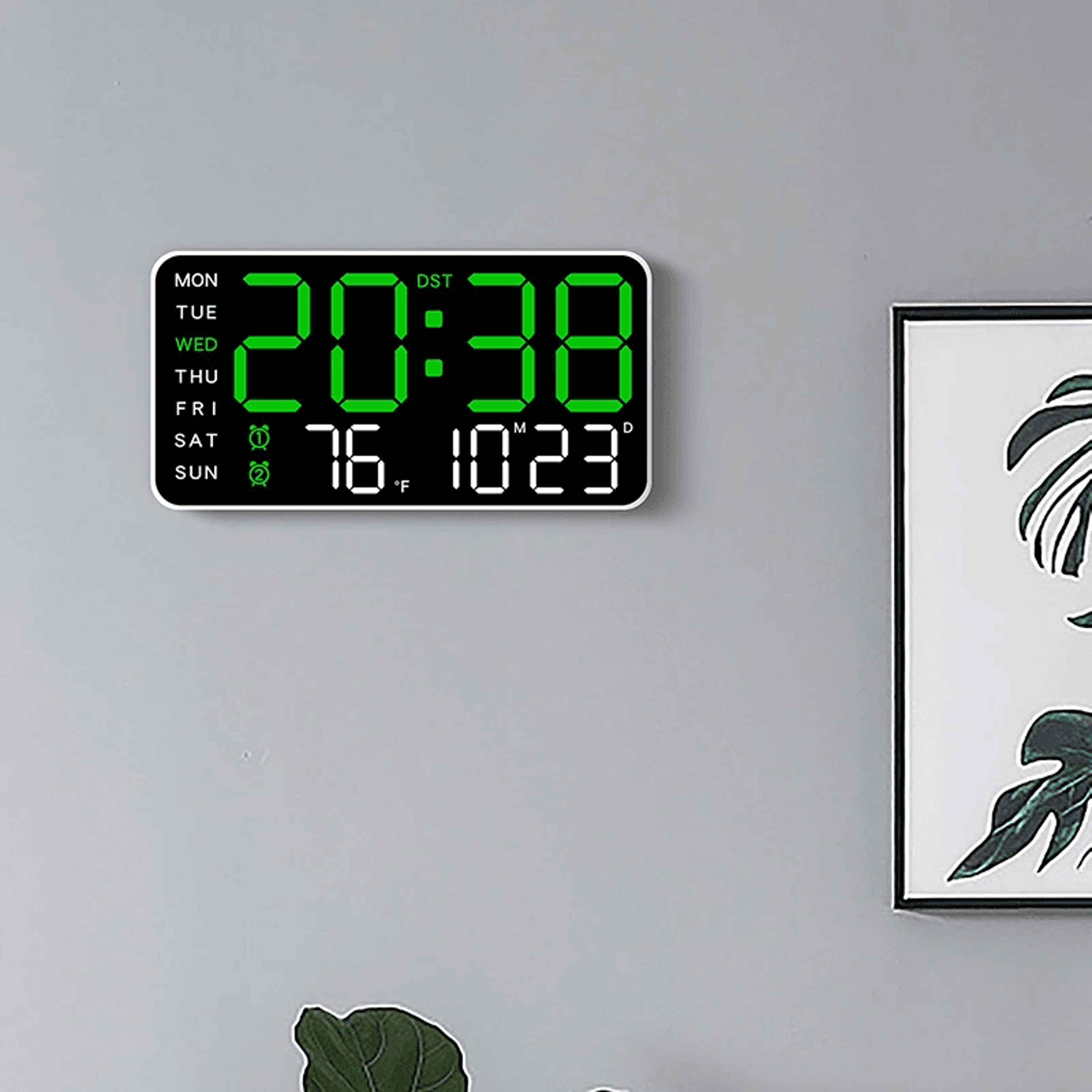 Large LED Digital Wall Clock With Remote Control And Dual Alarms 1